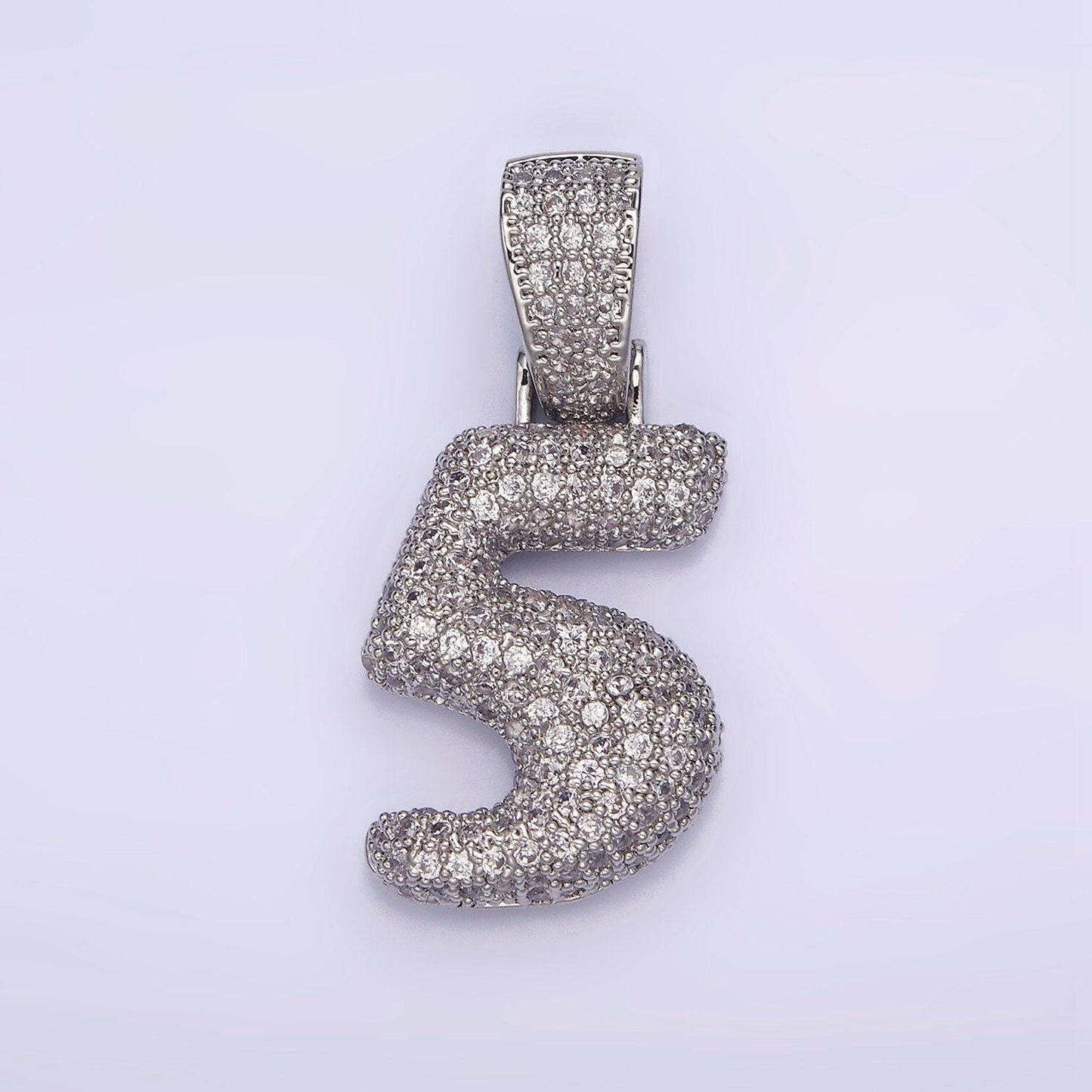 Silver bubble number pendant, hip hop bubble number cz pendant iced numeric charm pendant for men woman statement jewelry aa705