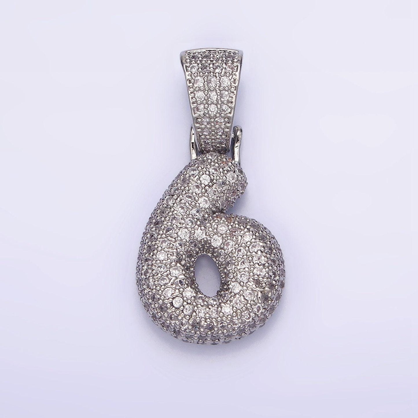 Silver bubble number pendant, hip hop bubble number cz pendant iced numeric charm pendant for men woman statement jewelry aa705