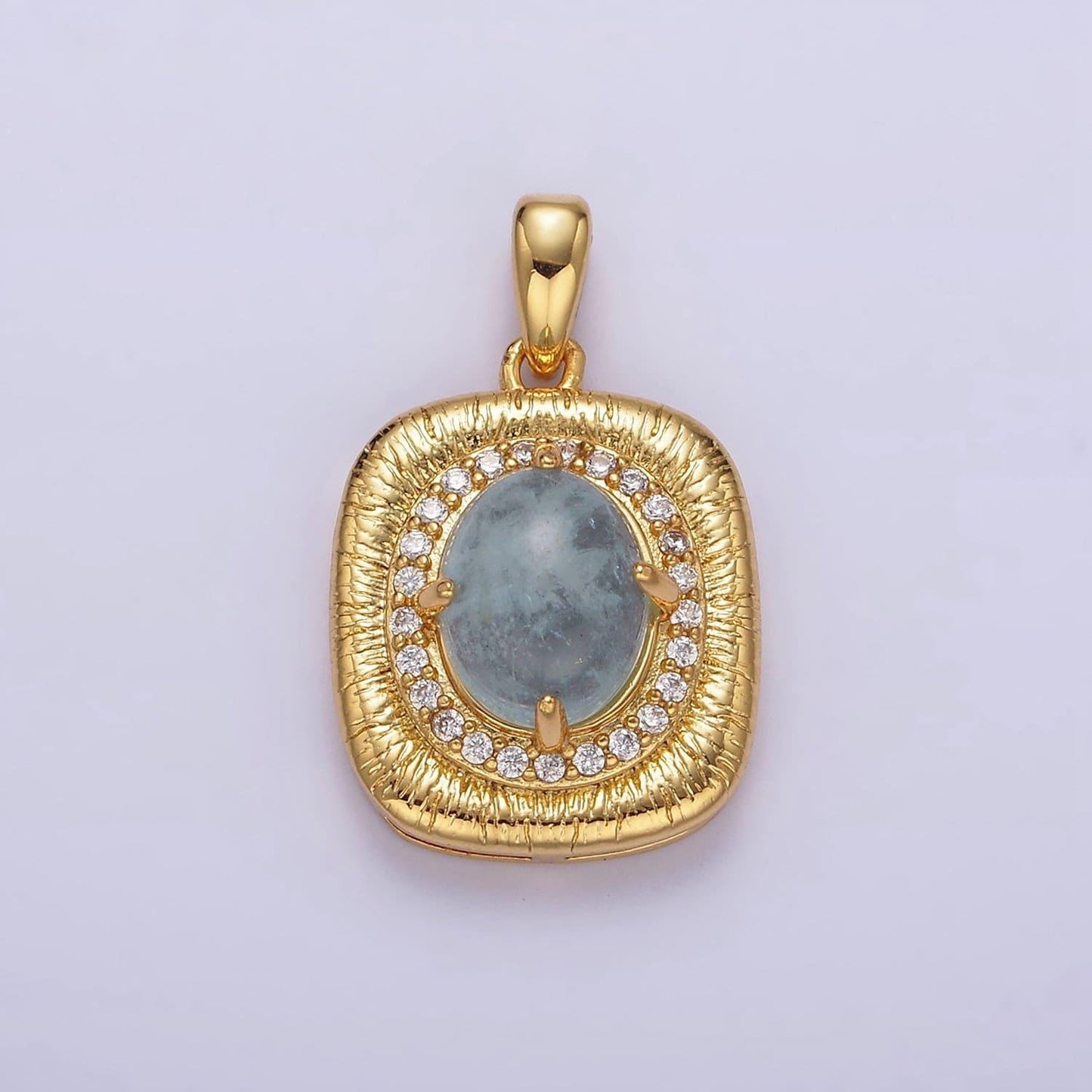 Labradorite oval charm 18.4x9.3mm gemstone pendant in 24k gold filled bezel with micro pave cz stone aa178