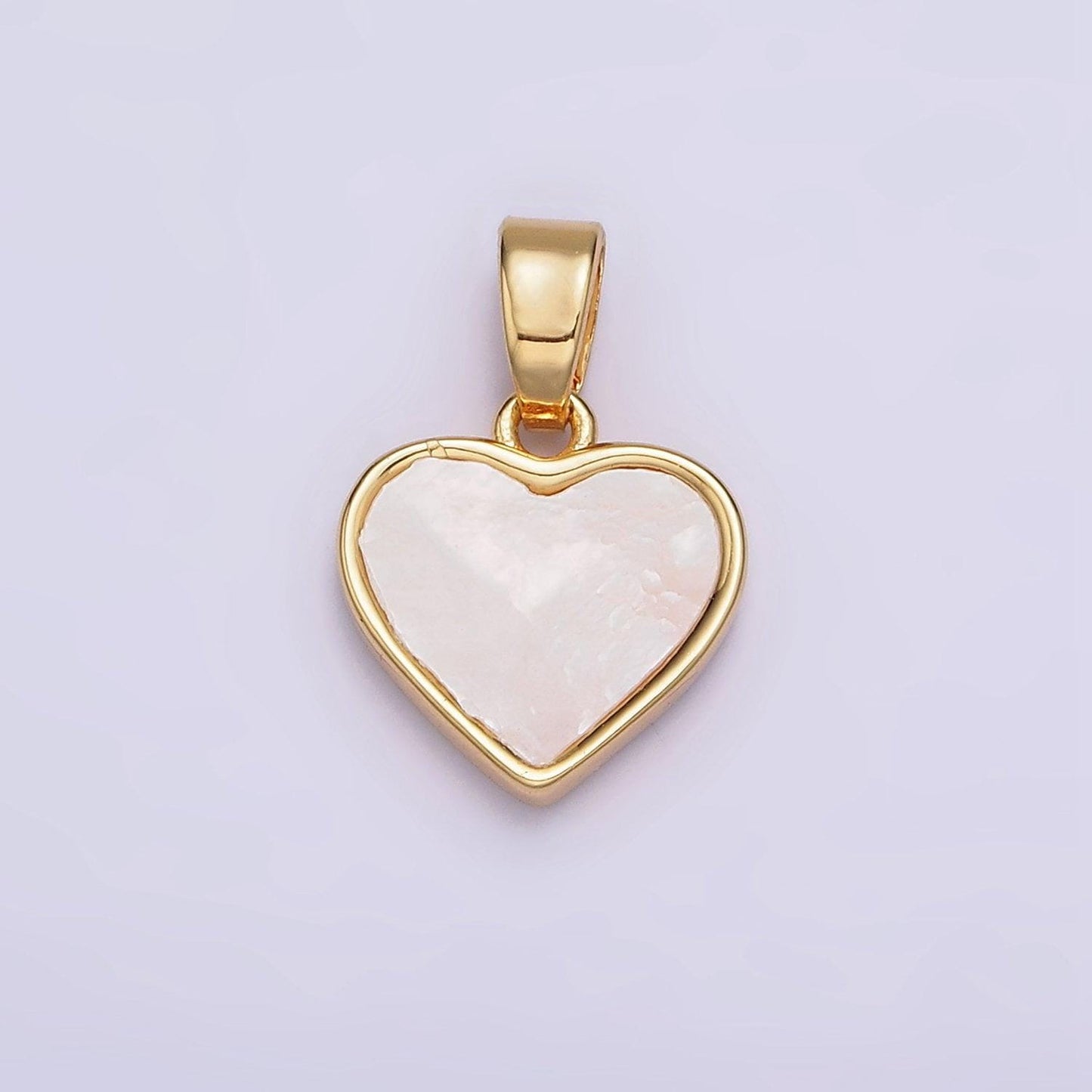 24k gold filled double red enamel shell pearl minimalist heart pendant | aa588