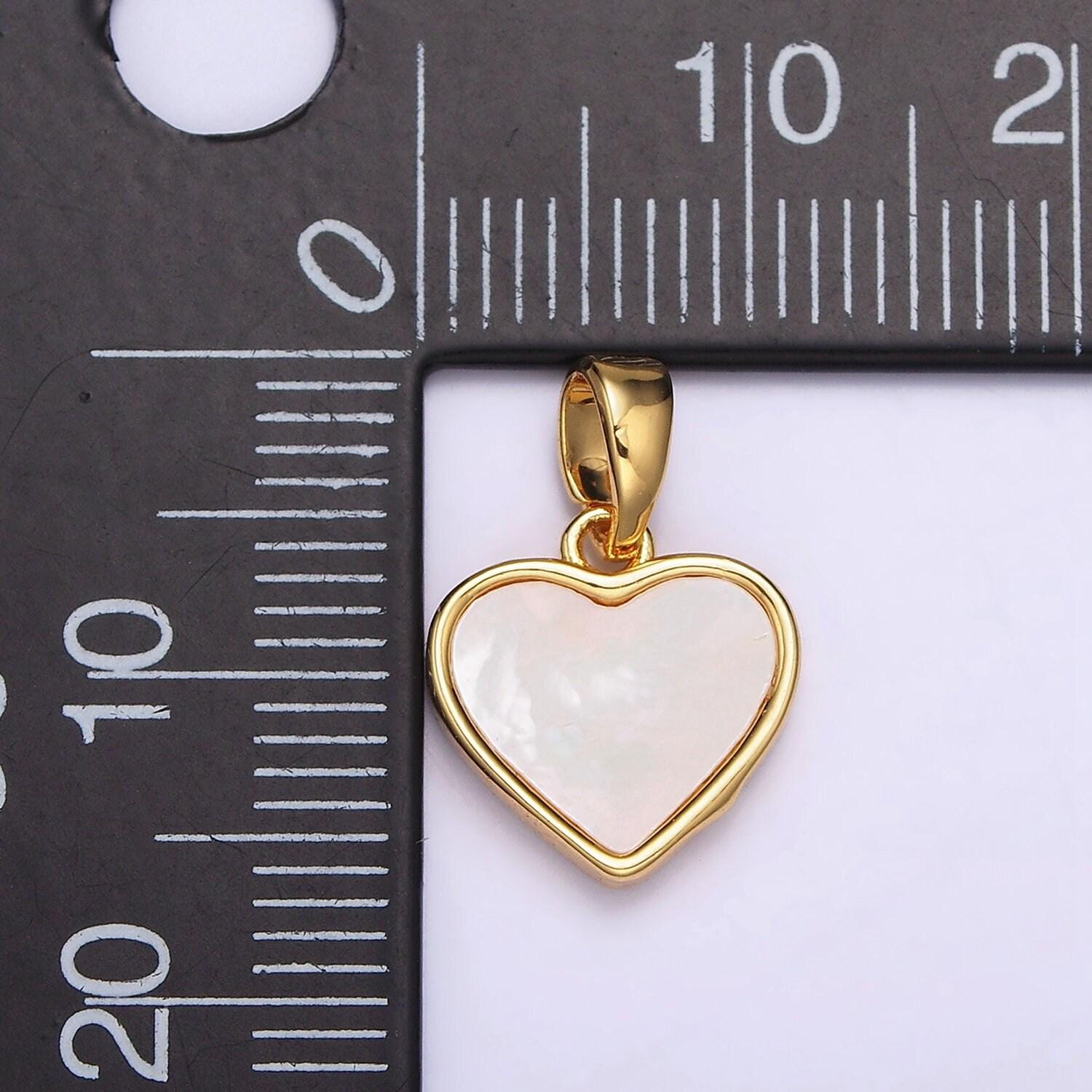 24k gold filled double red enamel shell pearl minimalist heart pendant | aa588