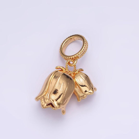 Mini gold tulip charm tulips flower buds pendant aa570