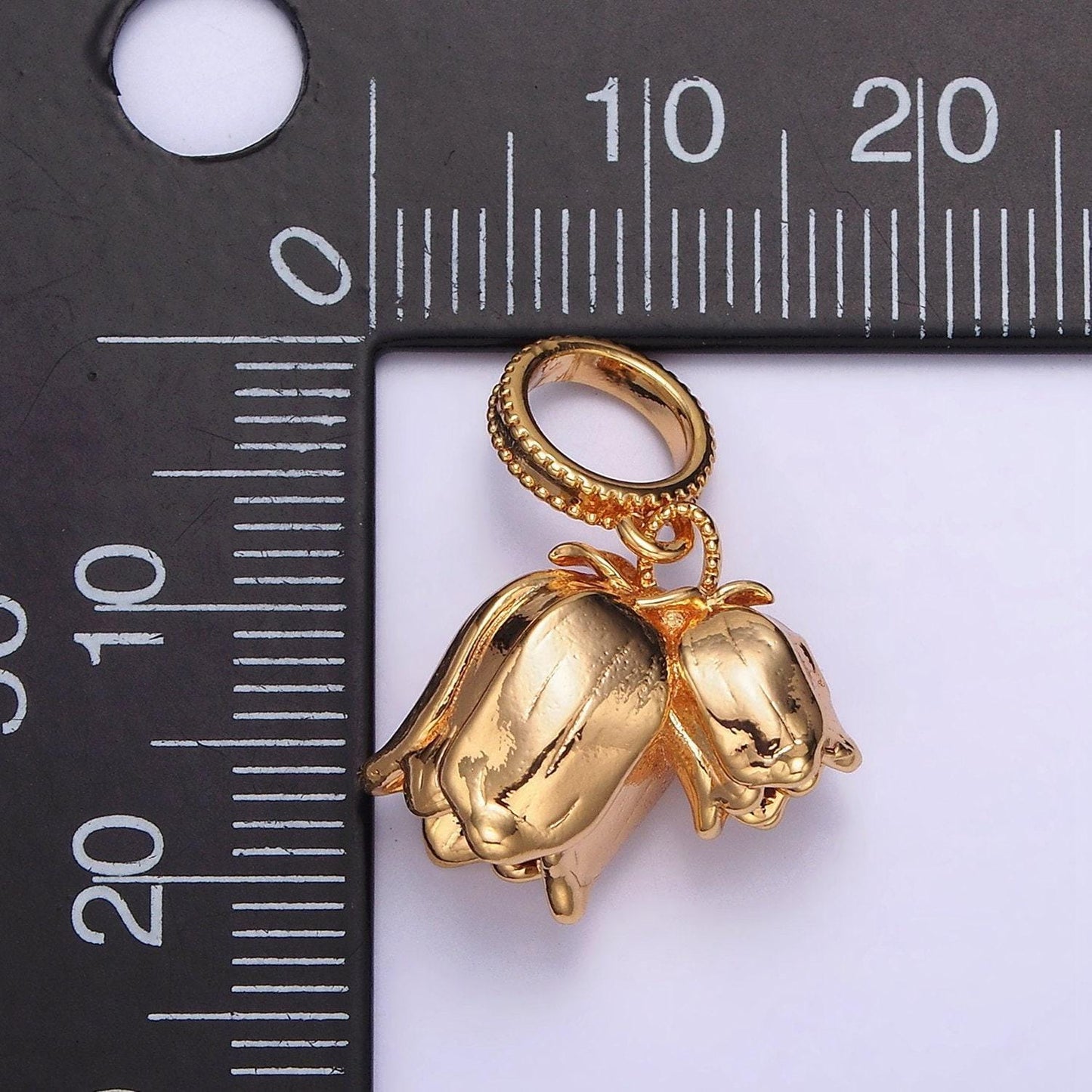 Mini gold tulip charm tulips flower buds pendant aa570