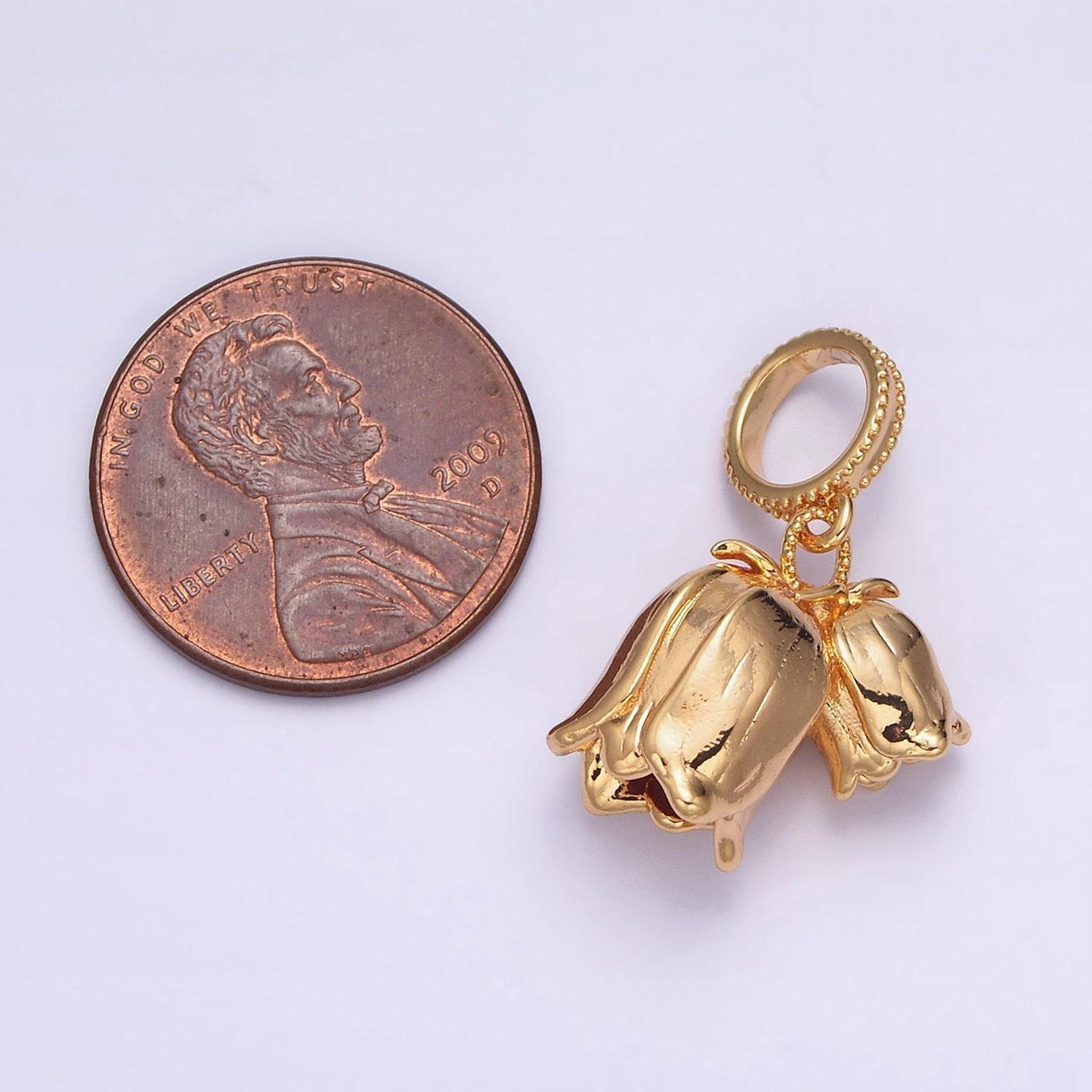 Mini gold tulip charm tulips flower buds pendant aa570
