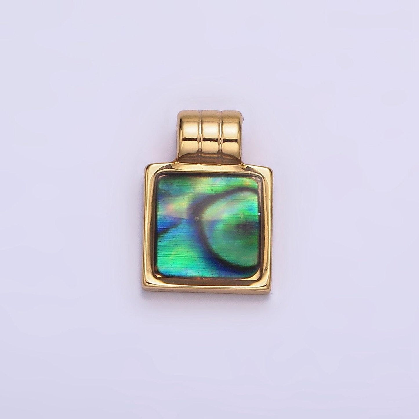 Mini square charm jewelry pendant 16k gold filled abalone pendant for minimalist necklcae jewelry | aa563