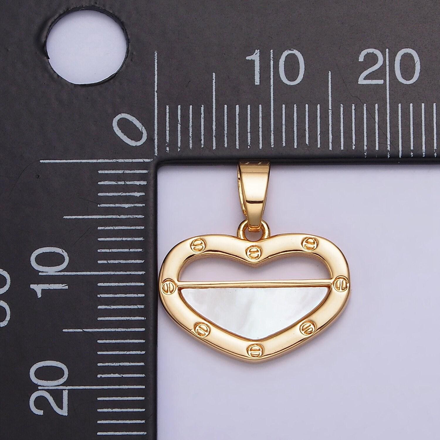 Dainty heart charm pearl love pendant in 16k gold filled necklace component silver heart charm aa564