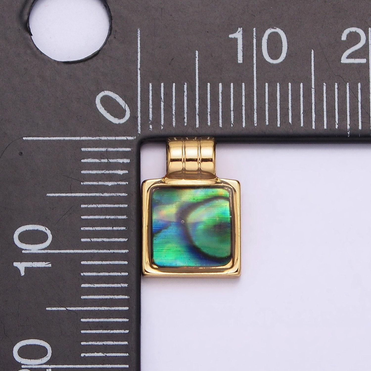 Mini square charm jewelry pendant 16k gold filled abalone pendant for minimalist necklcae jewelry | aa563