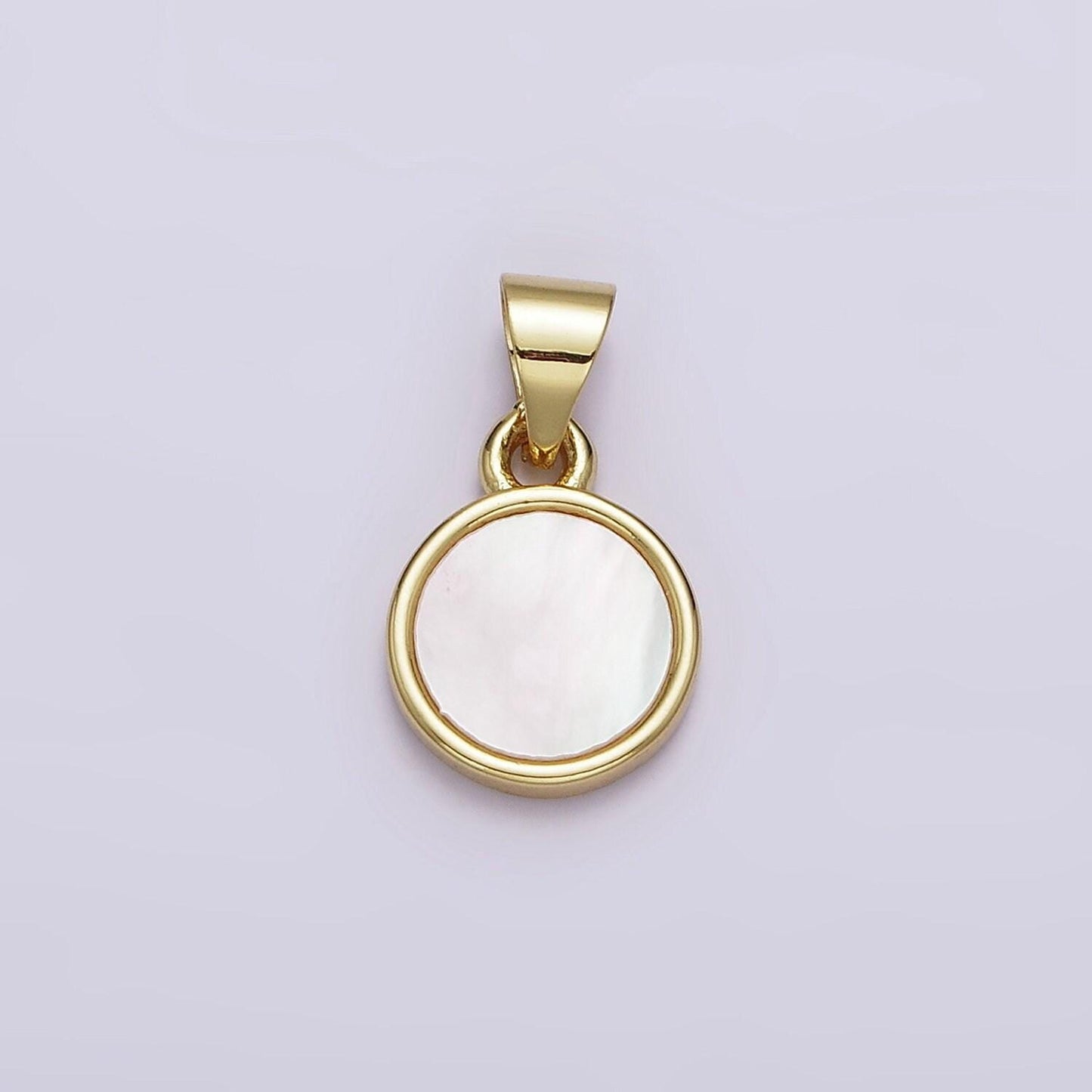 24k gold filled white shell pearl round coin disc charm geometric jewelry inspired wedding dangle charm | aa552