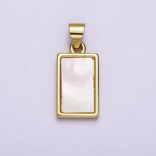 Dainty tag charm shell pearl pendant gold minimalist white pearl rectangle charm for geometric necklace earring bracelet component aa551