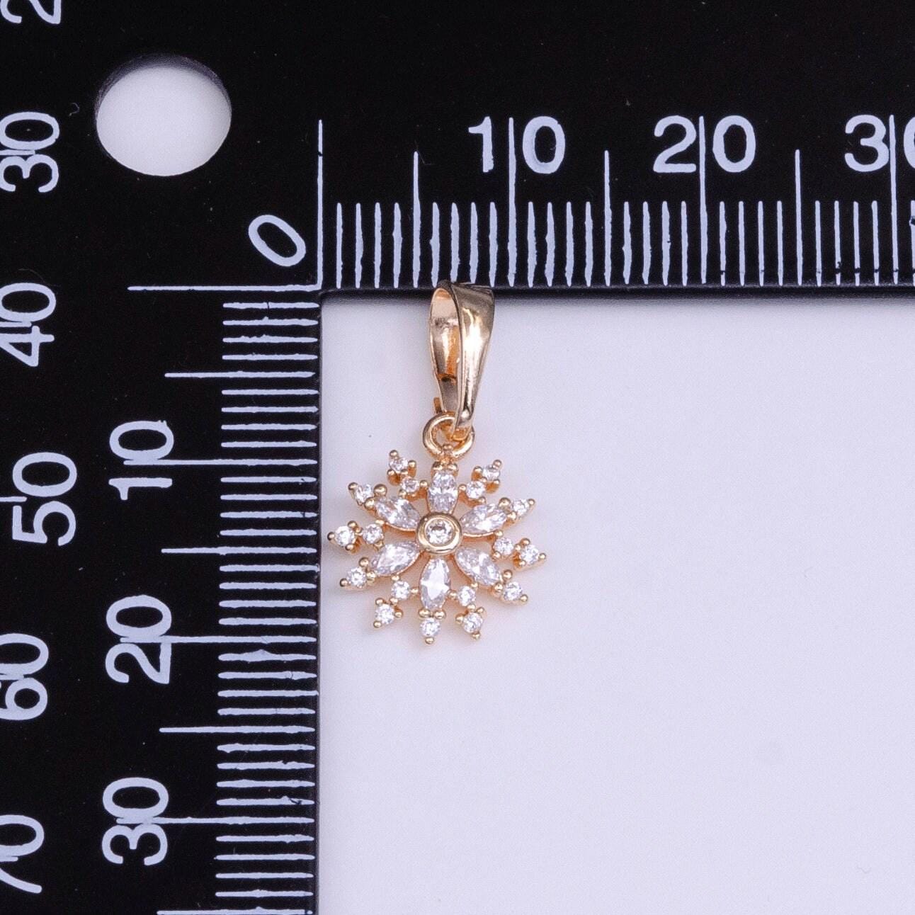 18k gold filled flower clear marquise cz rosey gold pendant | aa530