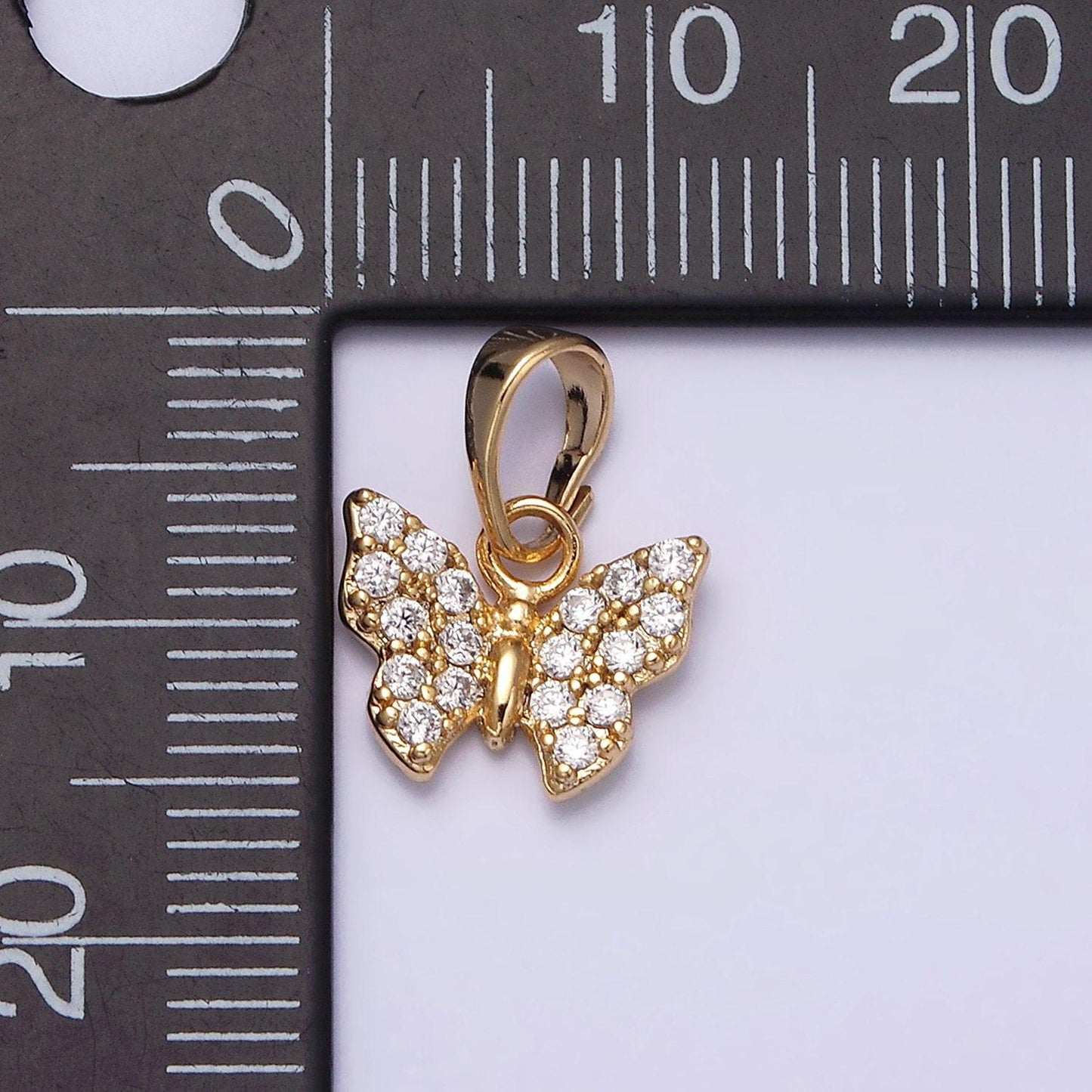 Teeny tiny butterfly charm micro pave mariposa cz gold filled charm for bracelet necklace earring component aa523