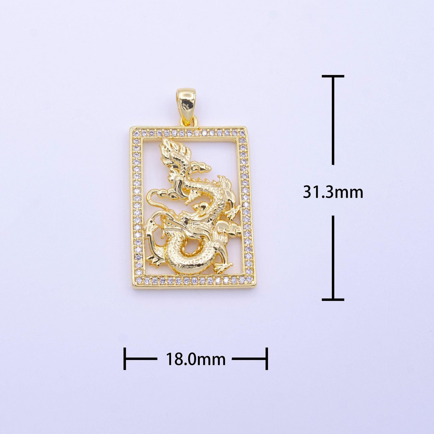 Dainty dragon tablet pendant micro pave dragon charm cubic zirconia chinese zodiac legend animal inspired for necklace component | aa-511