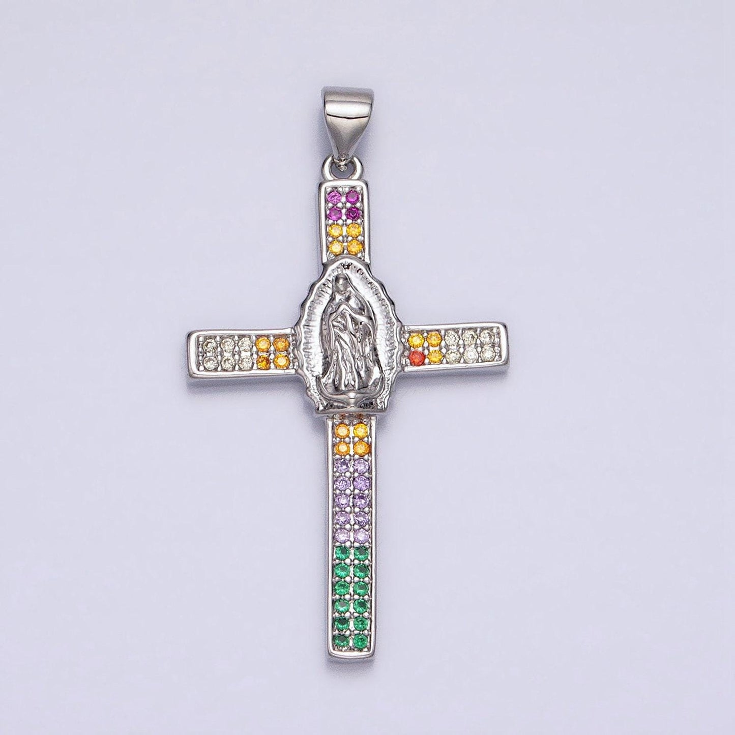 16k gold filled lady guadalupe virgin mary cross necklace pendant cadena de nuestra senora de guadalupe catholic religious jewelry supply