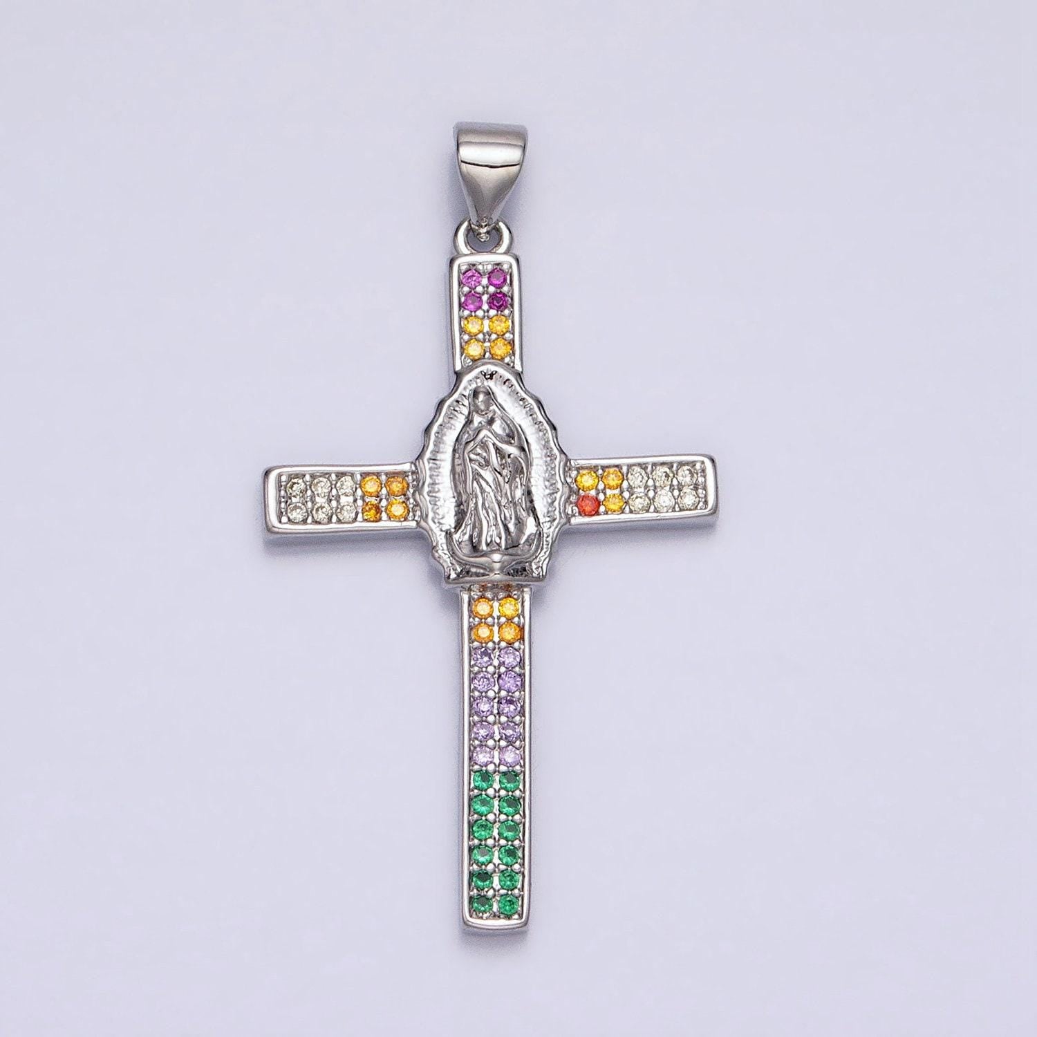 16k gold filled lady guadalupe virgin mary cross necklace pendant cadena de nuestra senora de guadalupe catholic religious jewelry supply