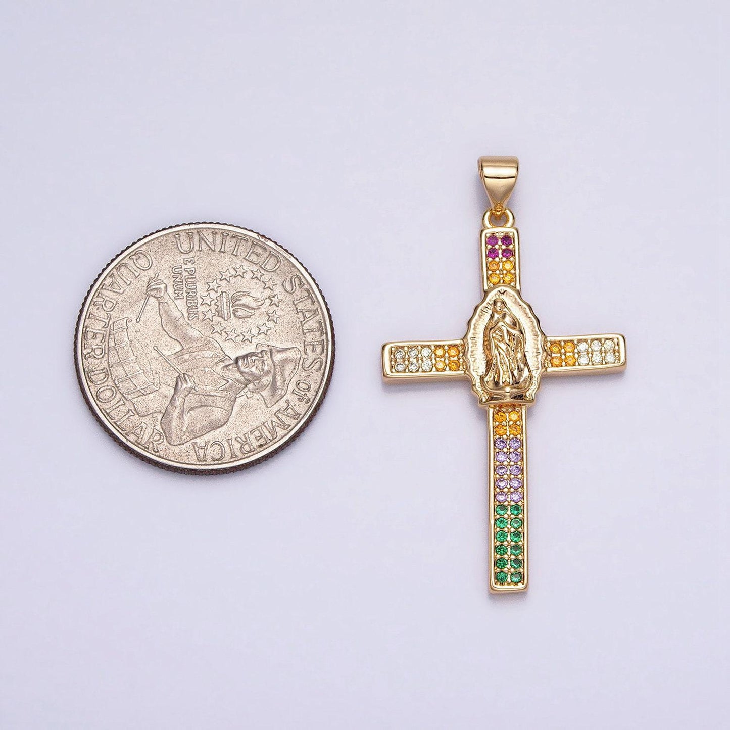 16k gold filled lady guadalupe virgin mary cross necklace pendant cadena de nuestra senora de guadalupe catholic religious jewelry supply