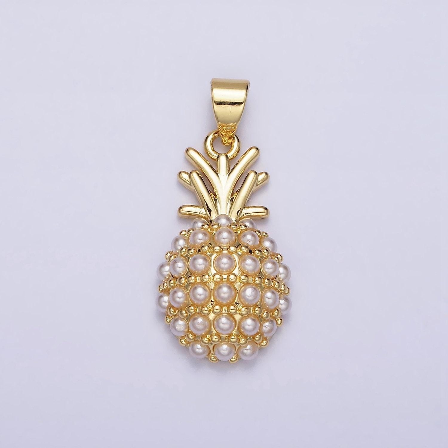 Dainty gold pineapple charms tropical fruit tiny charm jewelry for necklace bracelet earring necklace making hawaiian aa440