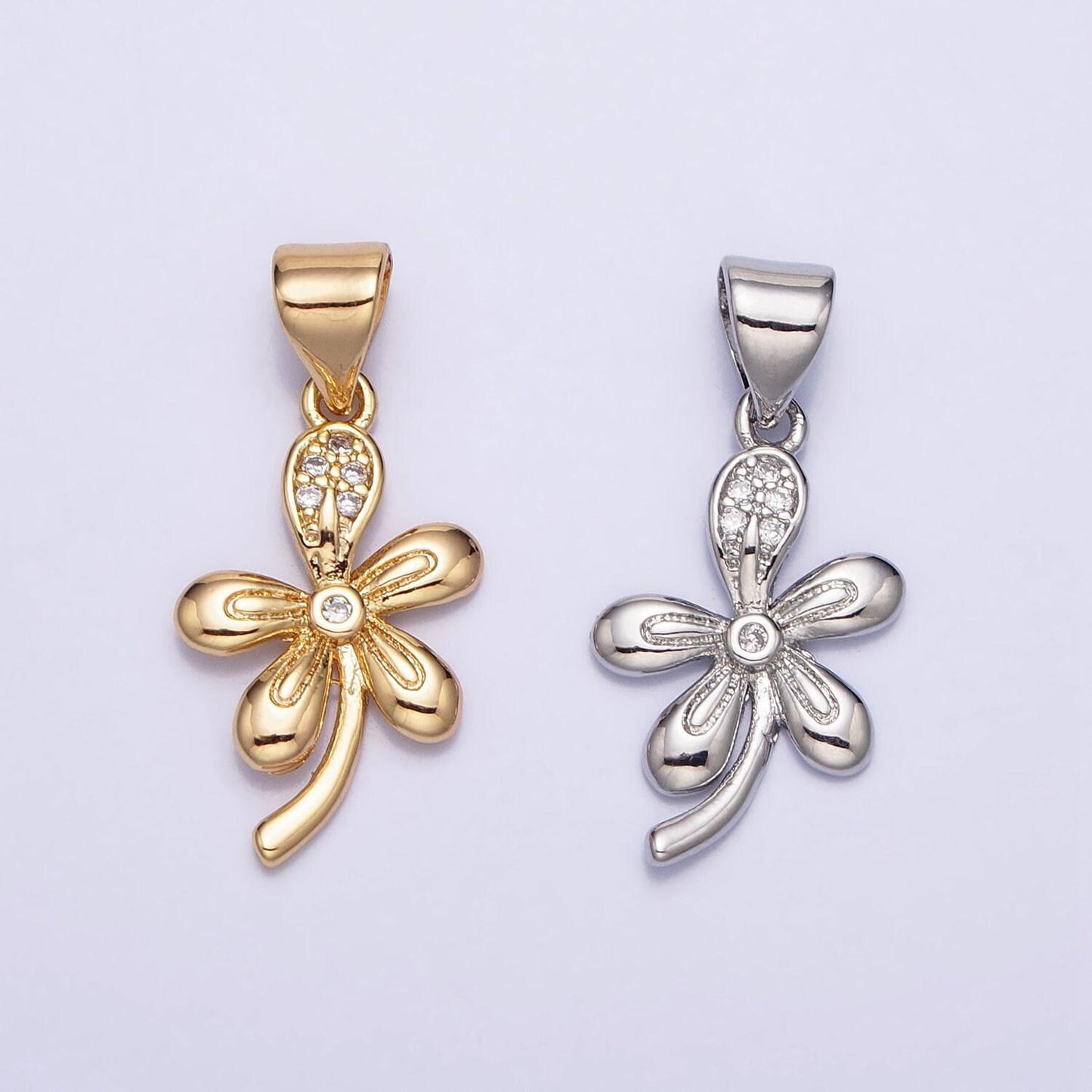 Dainty white clover enamel charms good lucky tiny charm jewelry for necklace bracelet earring necklace making -474