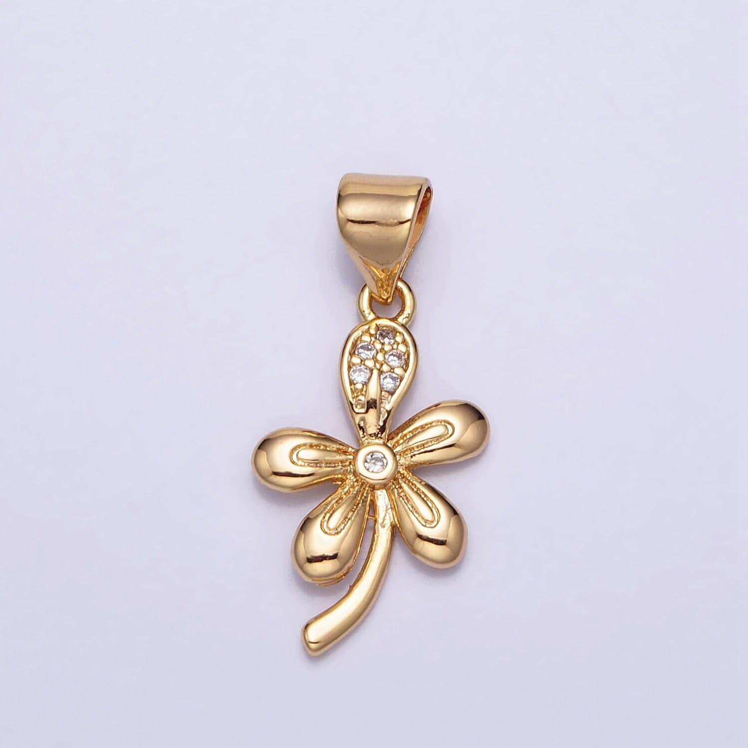 Dainty white clover enamel charms good lucky tiny charm jewelry for necklace bracelet earring necklace making -474