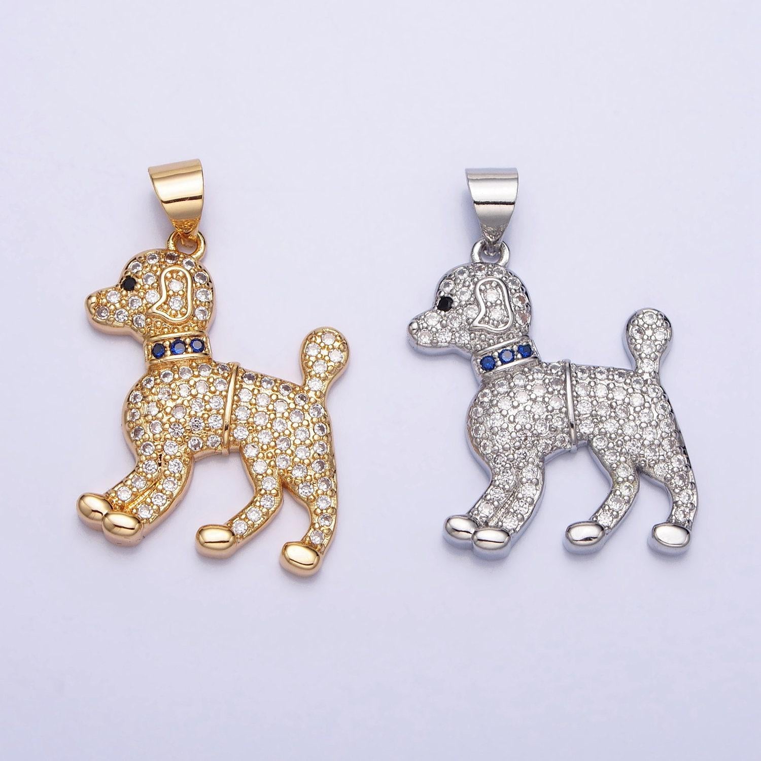 Dainty cubic dog charm for bracelet necklace earring component 16k gold filled pet charm collar animal pendant aa388