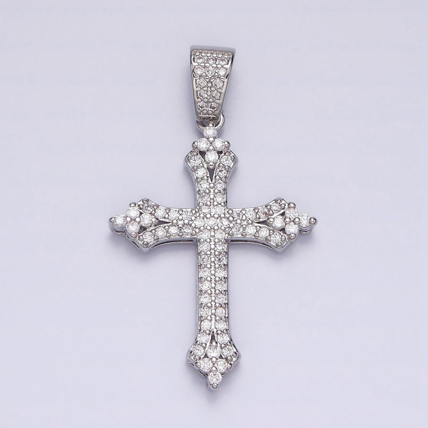 16k gold filled passion cross religious micro paved cz pendant in gold & silver | aa375 aa376