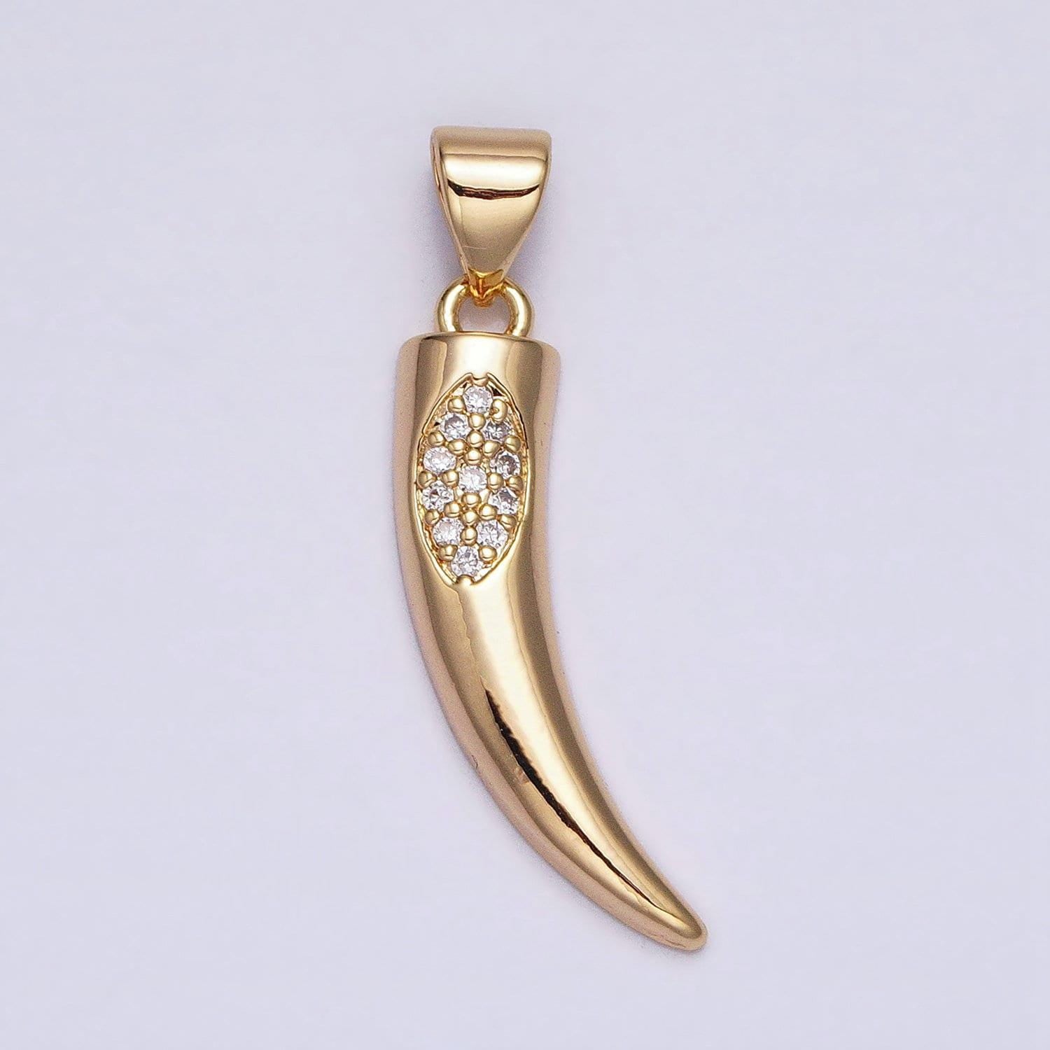 16k gold filled pendant horn tusk amulet pendant, ethnic jewelry, boho style silver tusk charm aa371