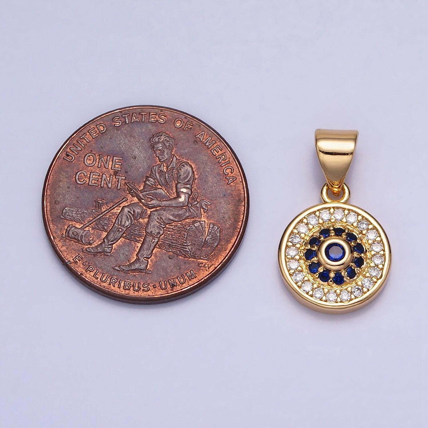 18x10mm gold evil eye charm micro pave clear cubic evil eye charms, cz round evil eye jewelry supply aa346 aa365