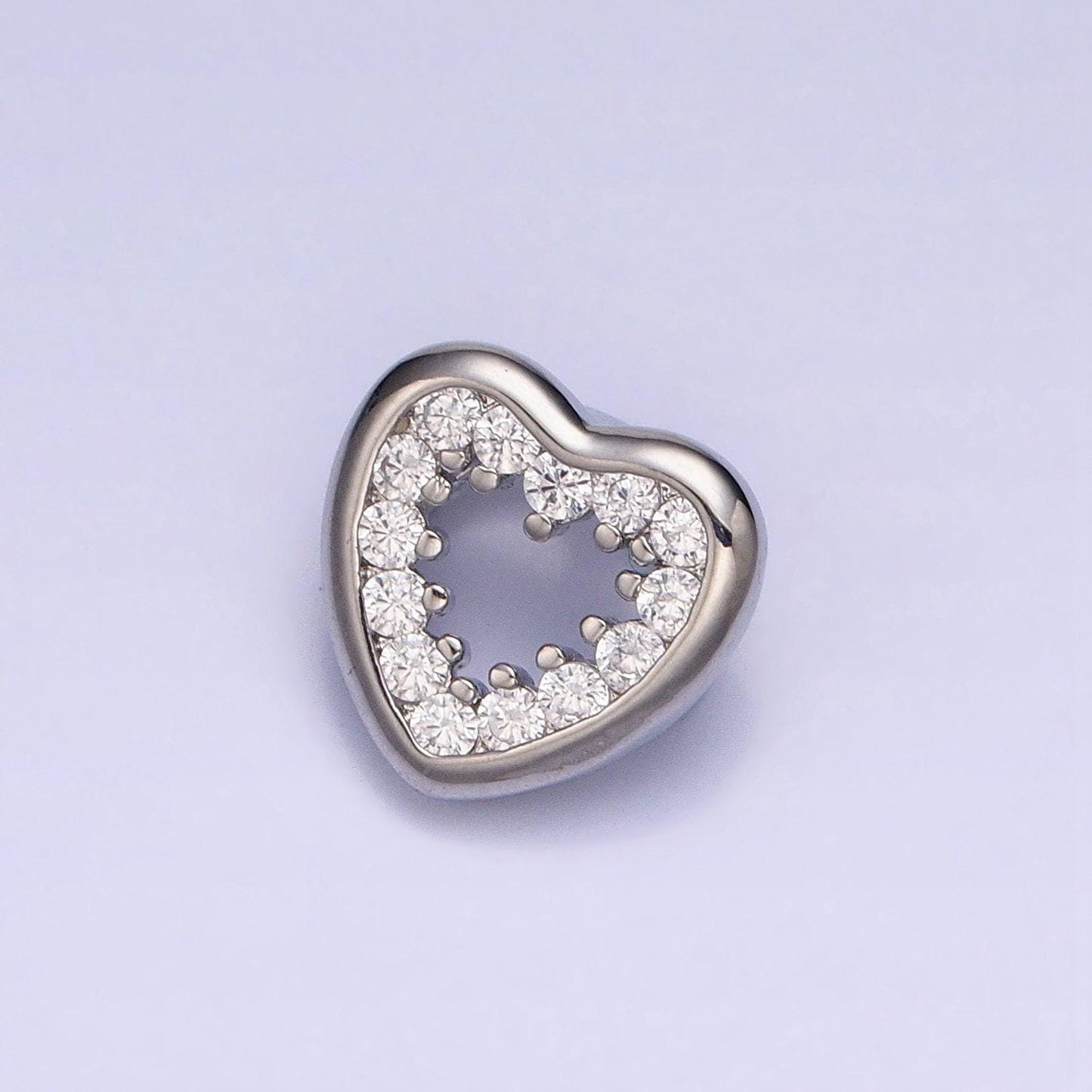 Clear cubic zirconia heart charm small beautiful bright silver open heart jewelry gold beads spacer for bracelet necklace supply aa352