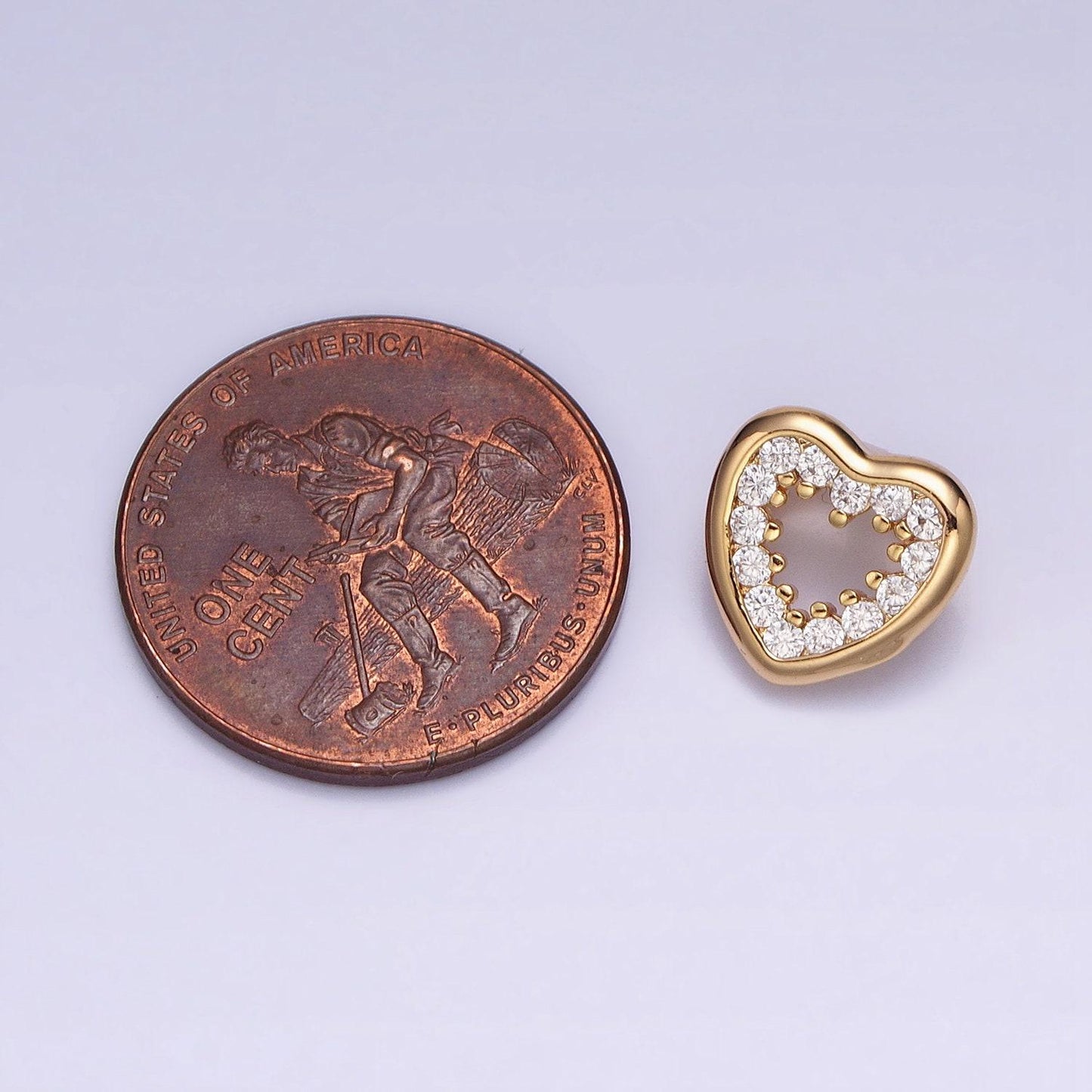 Clear cubic zirconia heart charm small beautiful bright silver open heart jewelry gold beads spacer for bracelet necklace supply aa352