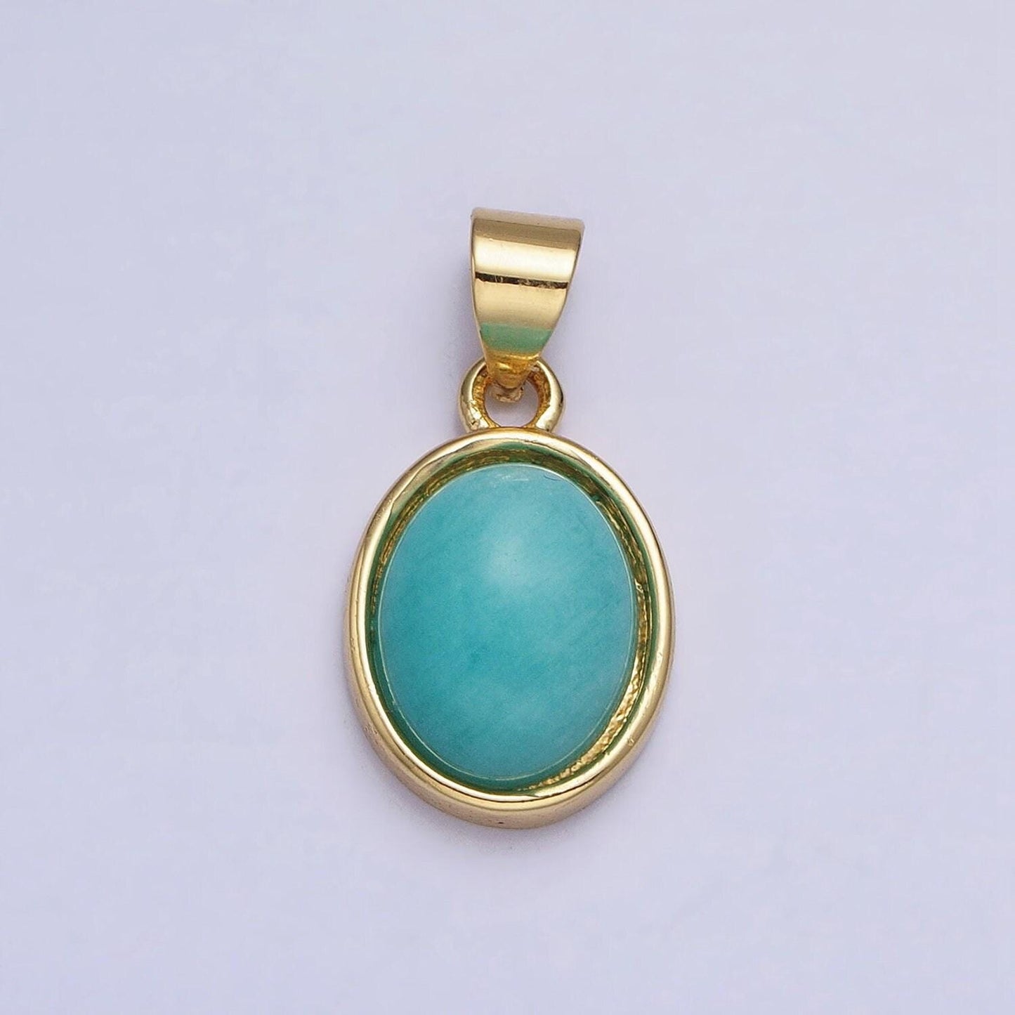 24k gold filled blue agate, rose quartz, amethyst, amazonite, aventurine oval pendant | aa185 - aa188 aa194