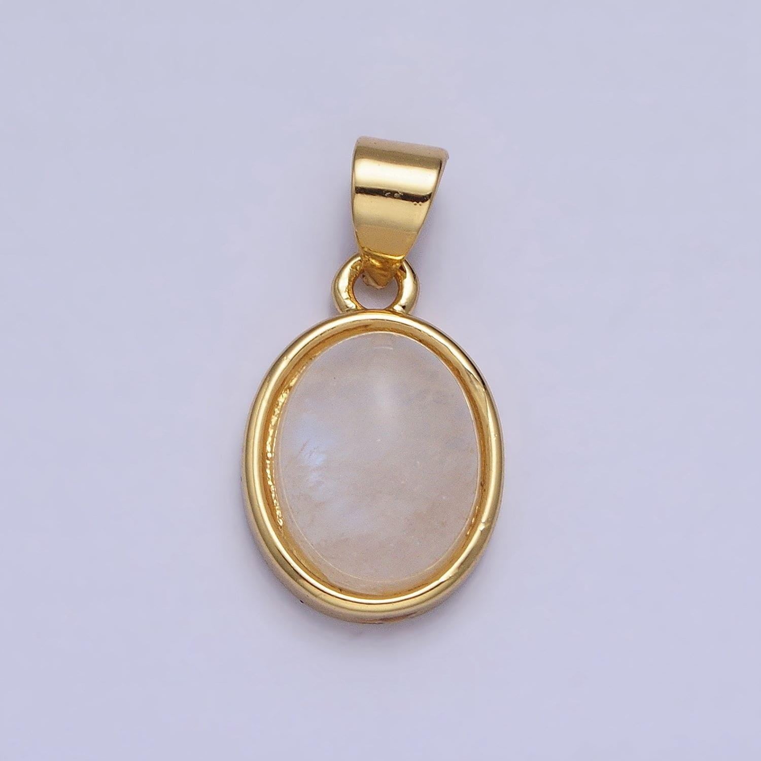 24k gold filled blue agate, rose quartz, amethyst, amazonite, aventurine oval pendant | aa185 - aa188 aa194