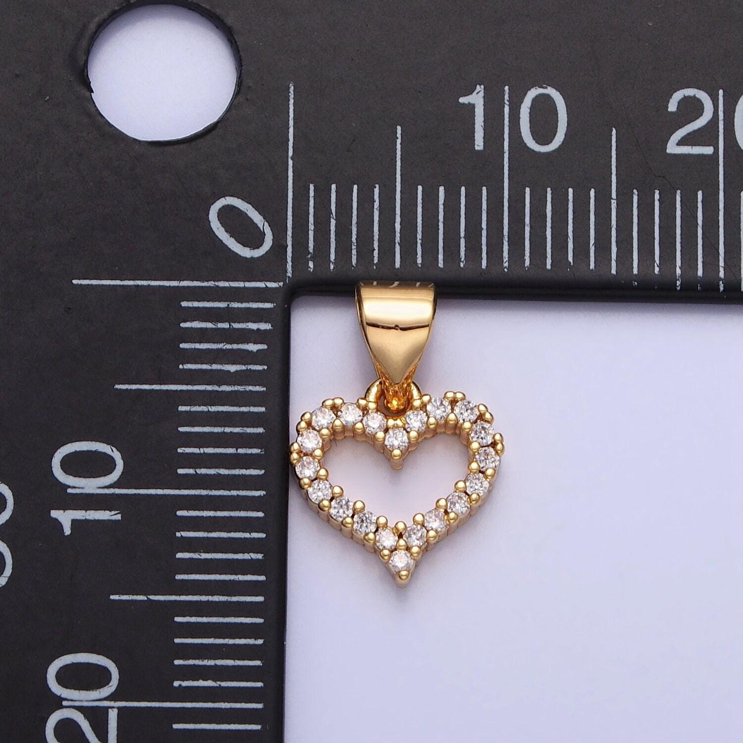 Mini 16k gold filled heart pendant micro pave heart charm aa313 aa314
