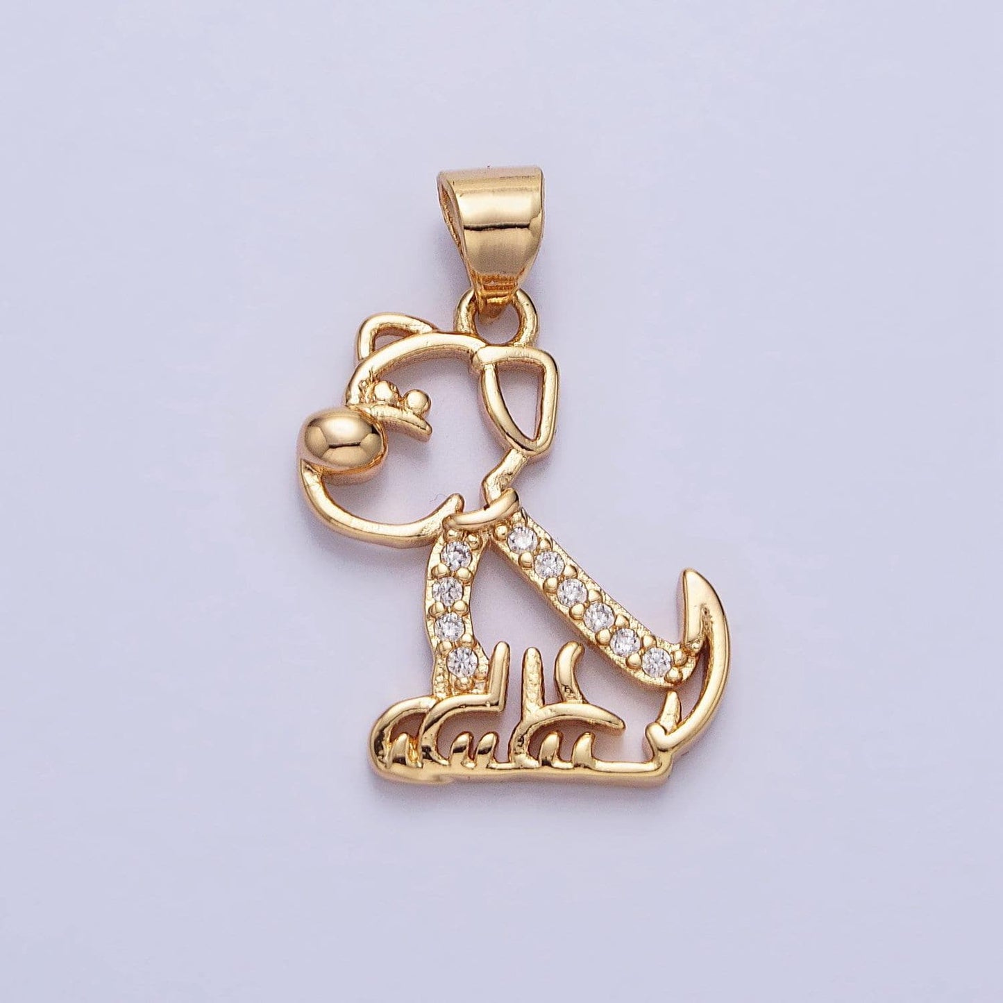 Dainty 16k gold filled dog pendant micro pave silver puppy pet charm aa302 aa312