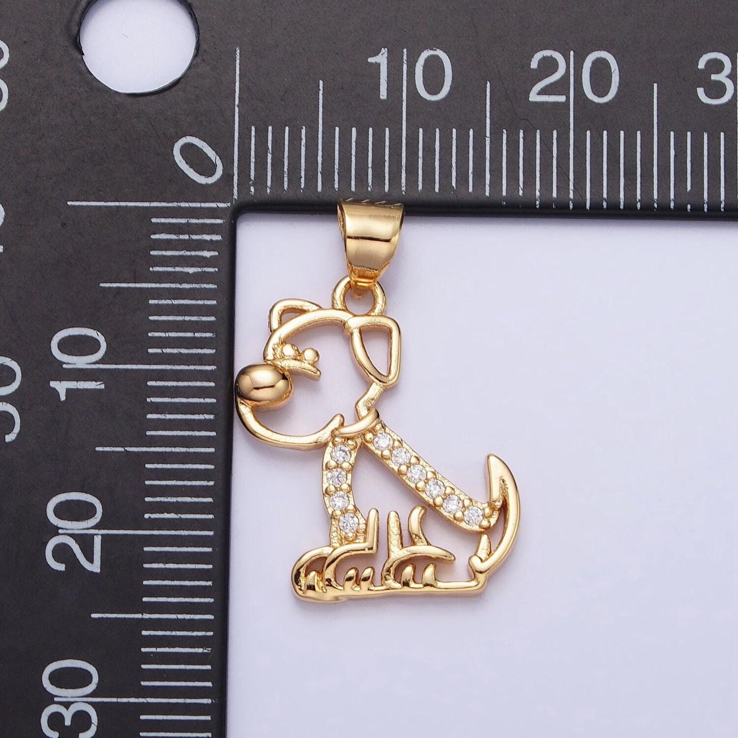 Dainty 16k gold filled dog pendant micro pave silver puppy pet charm aa302 aa312