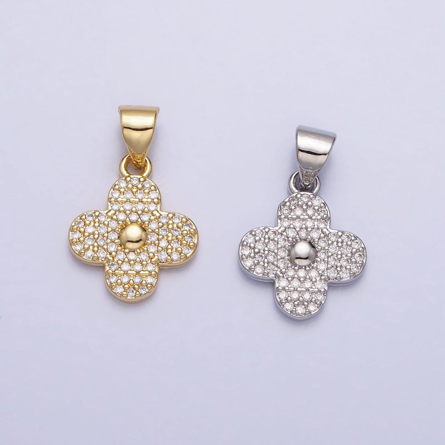 Mini cubic gold daisy flower charm for add on charm silver cz lucky jewelry saint patrick jewelry inspired flower silver charm aa309