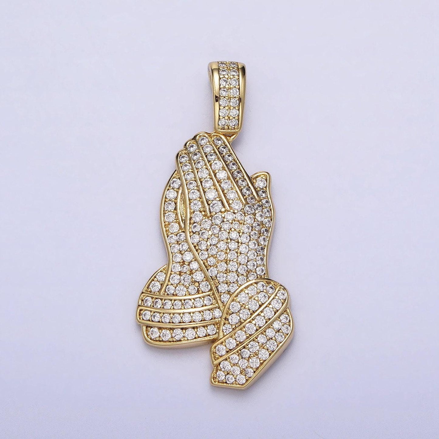 Iced out micro pave 14k gold filled the lord prayer hands necklace charm gold praying hands jewelry pendant hip hop religious jewelry aa299