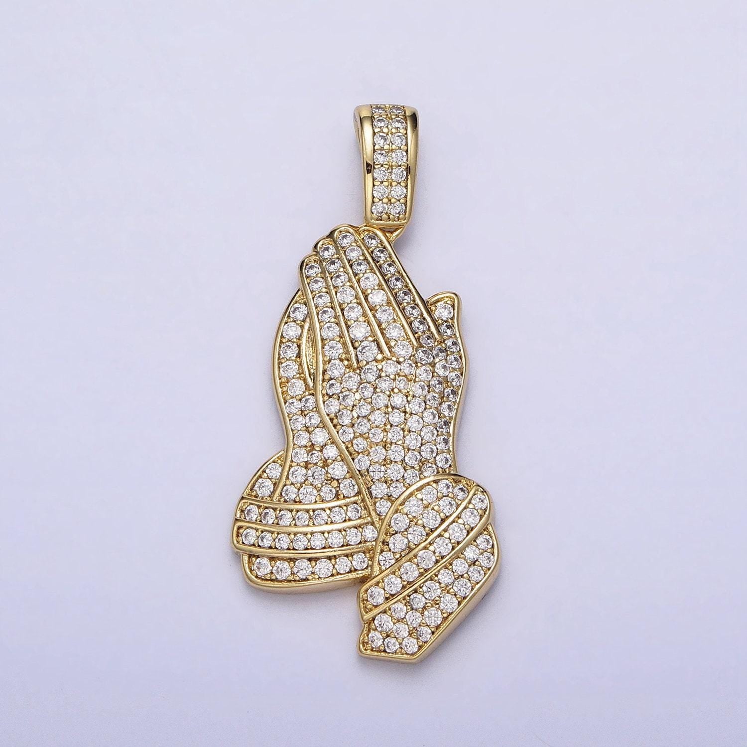 Iced out micro pave 14k gold filled the lord prayer hands necklace charm gold praying hands jewelry pendant hip hop religious jewelry aa299
