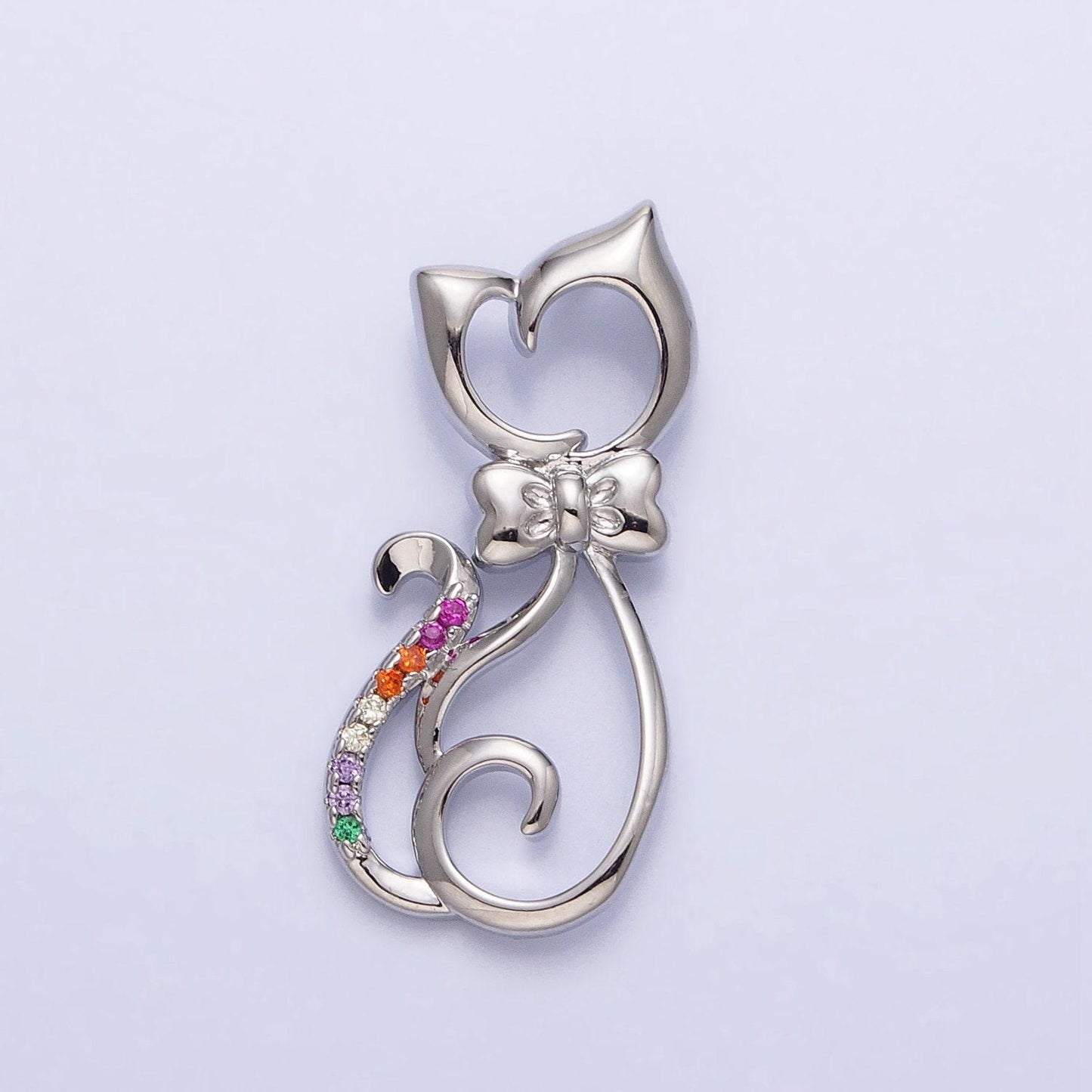 Dainty 16k gold filled cat pendant micro pave silver kitty charm animal jewelry pet lady cat jewelry gift aa305 aa306