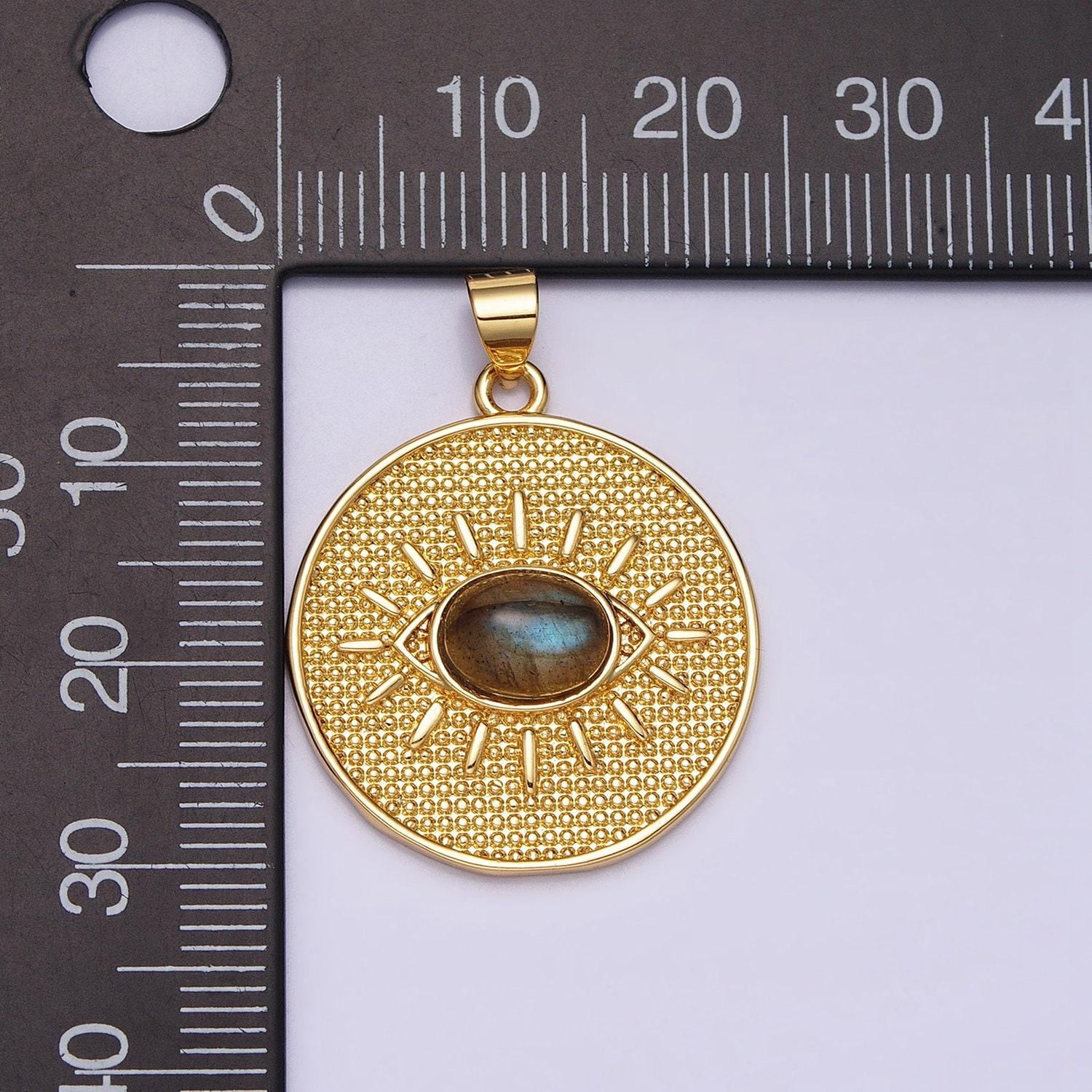 24k gold filled evil eye pendant labradorite eye charm cabochon medallion pendant aa284