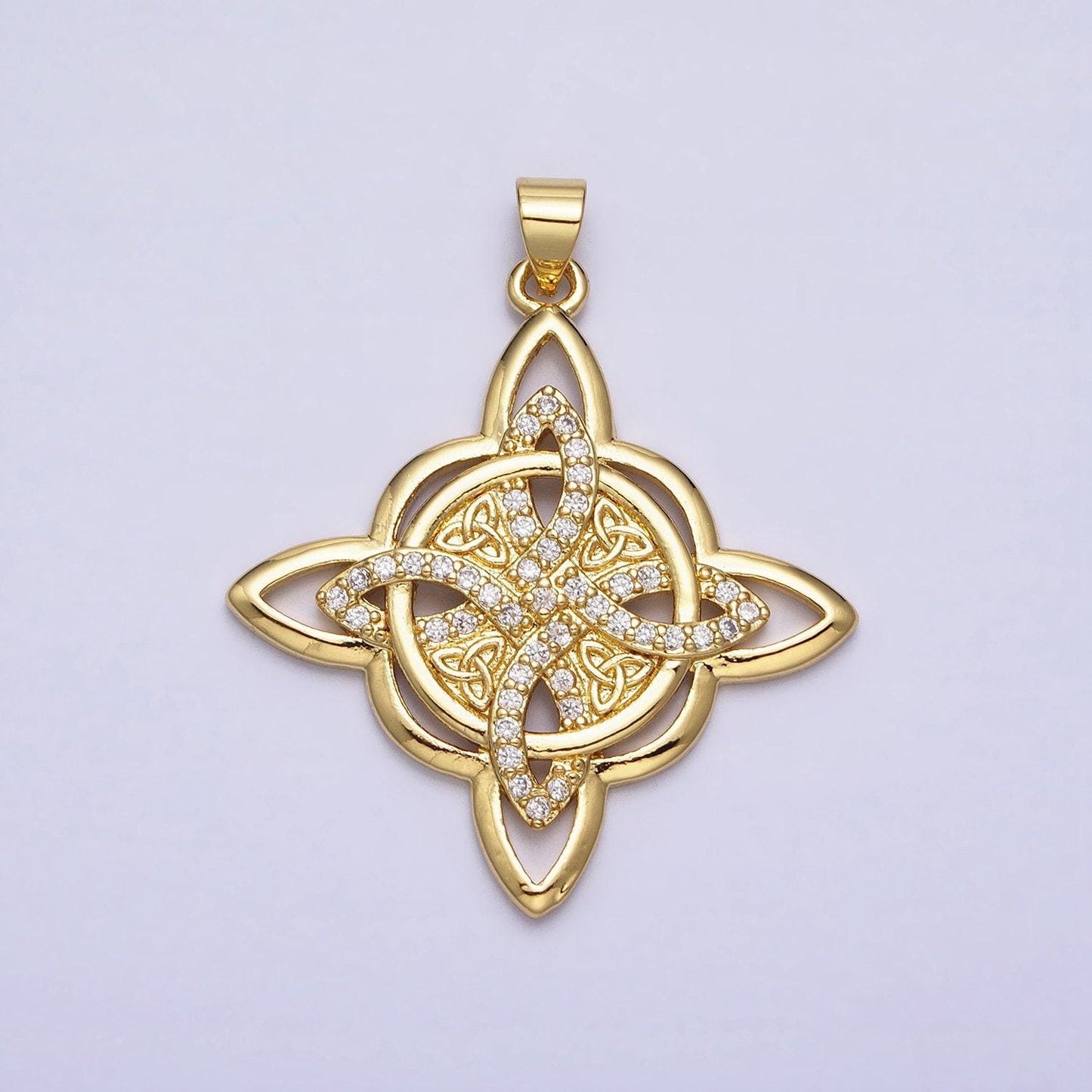 14k gold filled celtic irish scottish open knot design cross pendant charm aa260