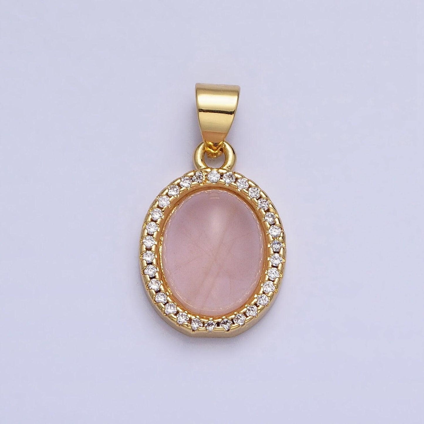 Moonstone amazonite amethyst oval charm 21x11mm gemstone pendant in 24k gold filled bezel with micro pave cz stone aa270