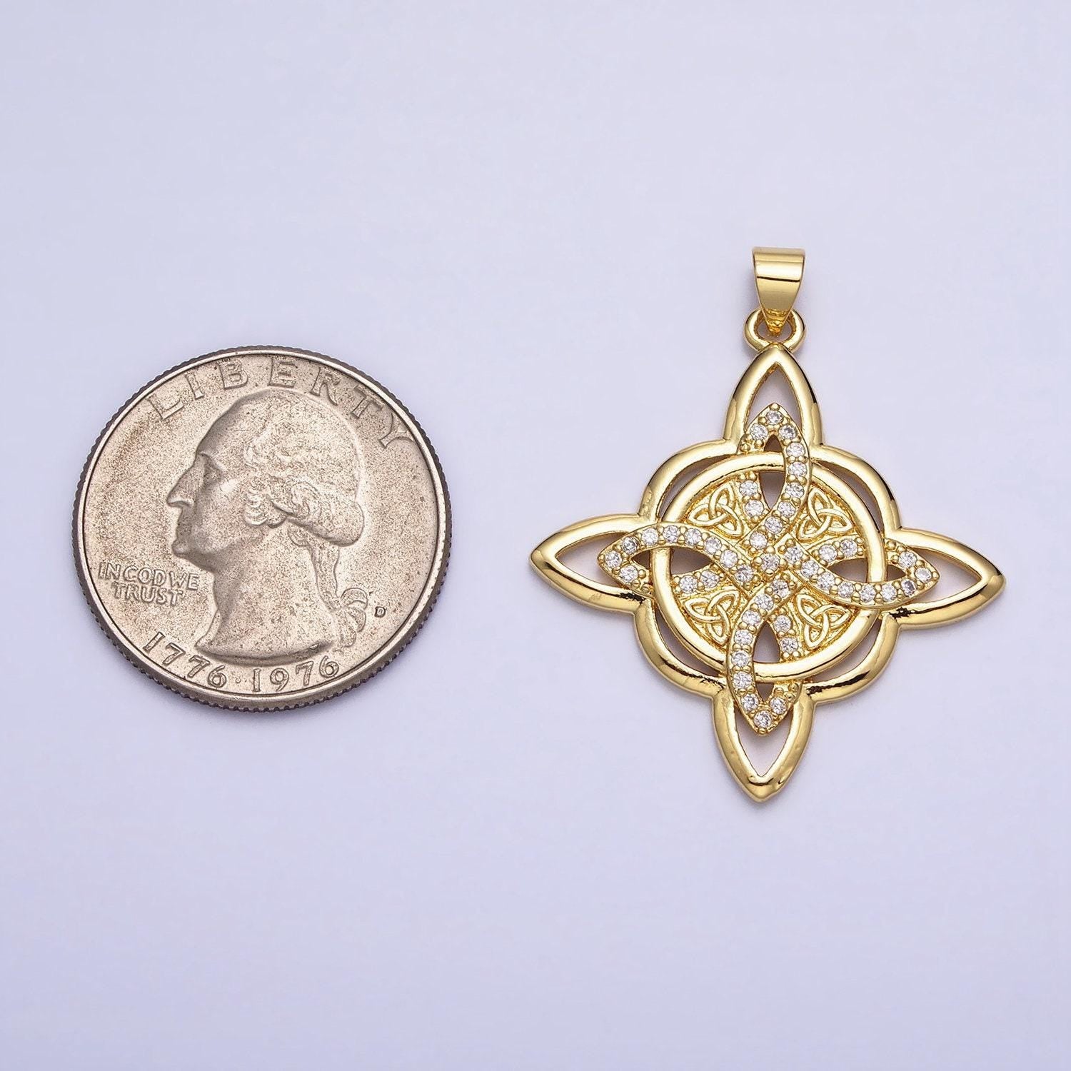 14k gold filled celtic irish scottish open knot design cross pendant charm aa260