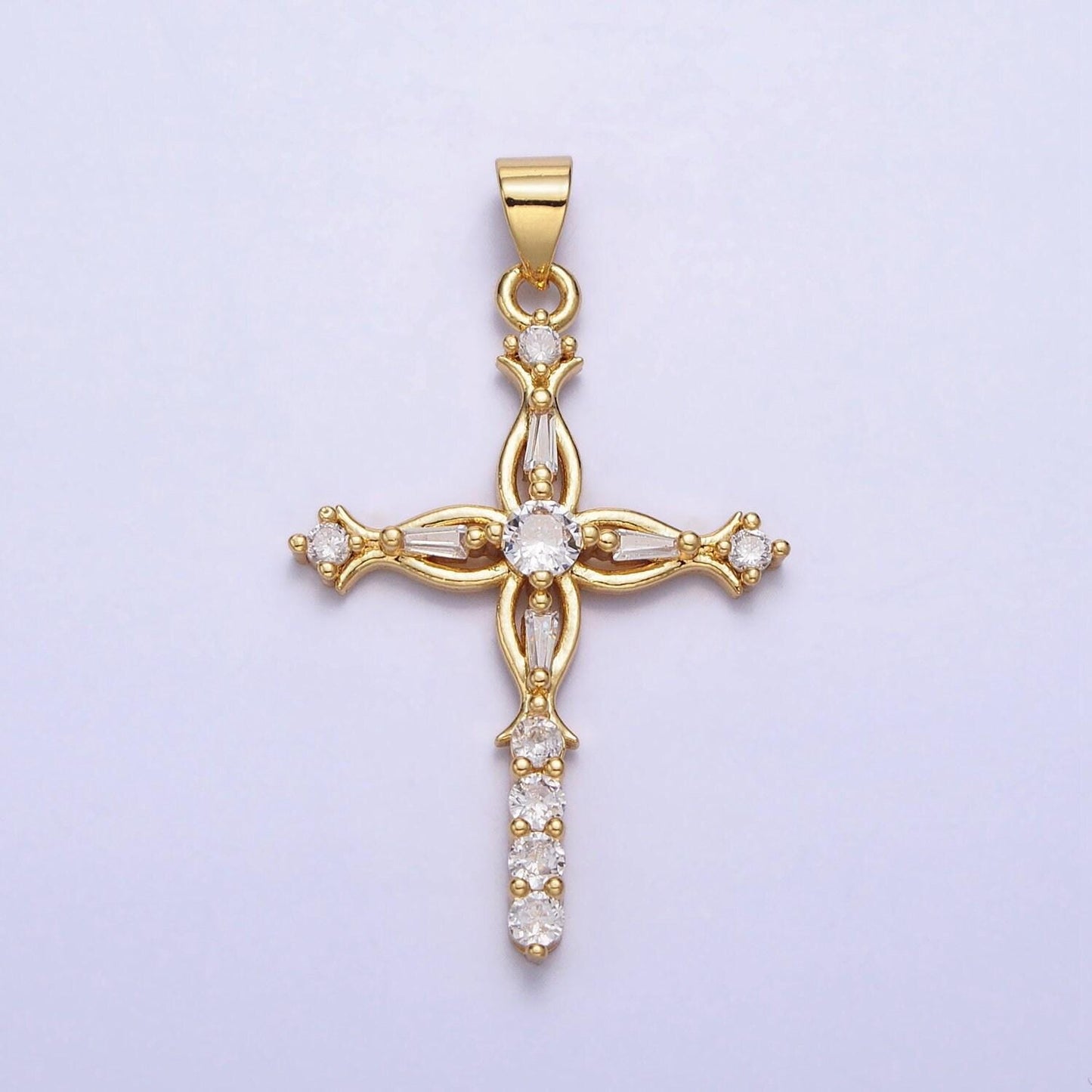 Dainty gold cross pendant micro pave cz cross charm for religious jewelry making woman necklace pendant aa254