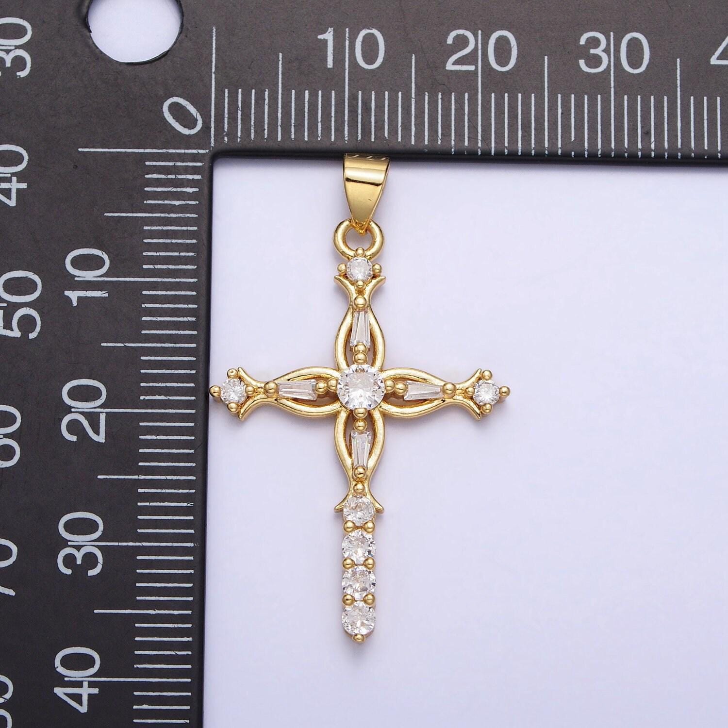 Dainty gold cross pendant micro pave cz cross charm for religious jewelry making woman necklace pendant aa254