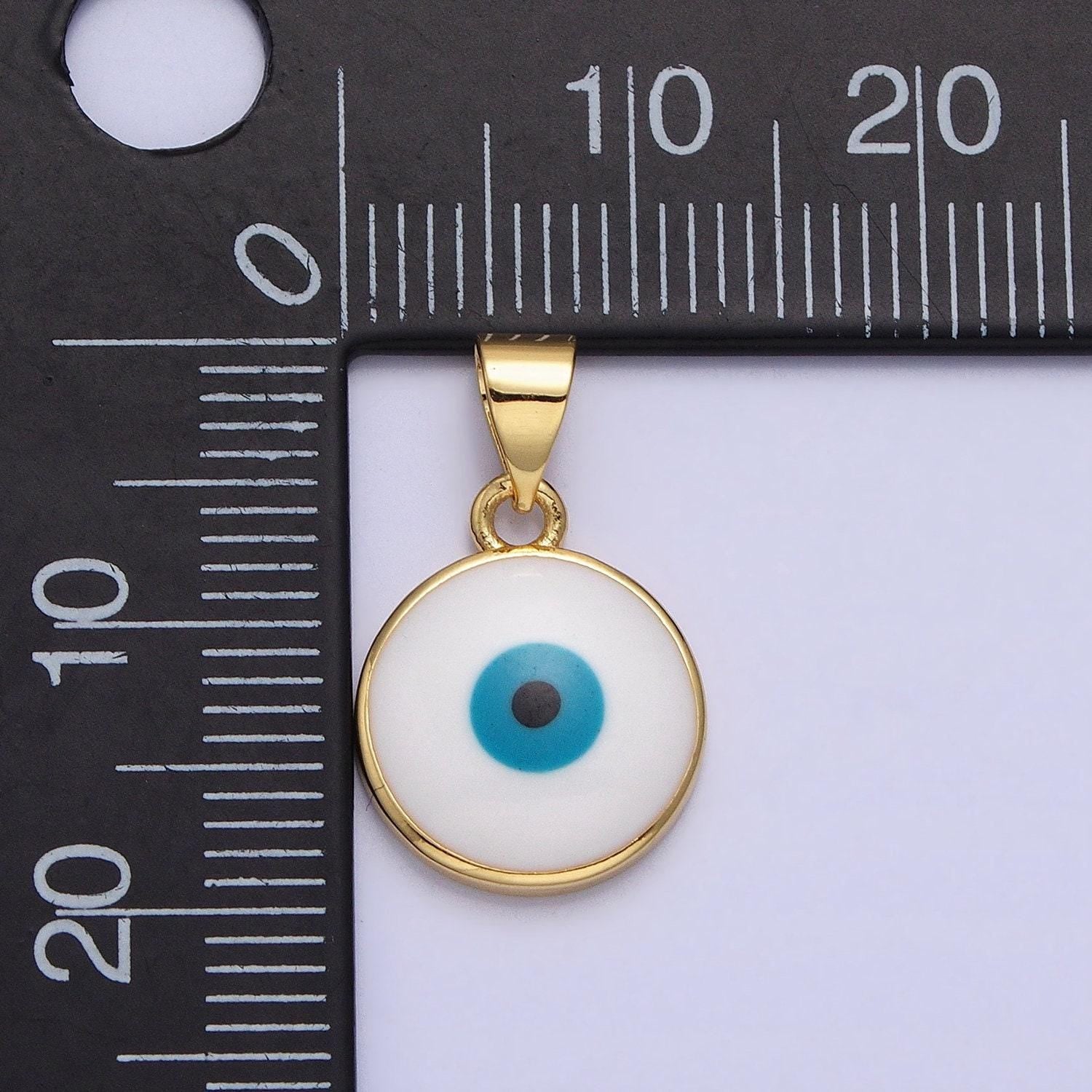 14k gold filled blue evil eye pendant round add-on charm enamel jewelry | aa235