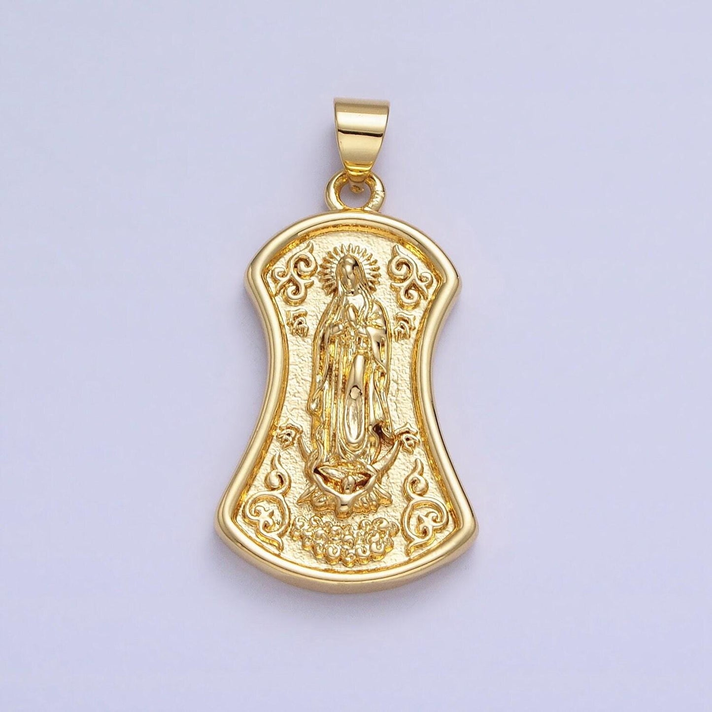 Gold virgin mother mary charm medallion lady guadalupe religious pendant | aa233
