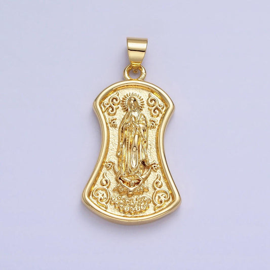 Gold virgin mother mary charm medallion lady guadalupe religious pendant | aa233