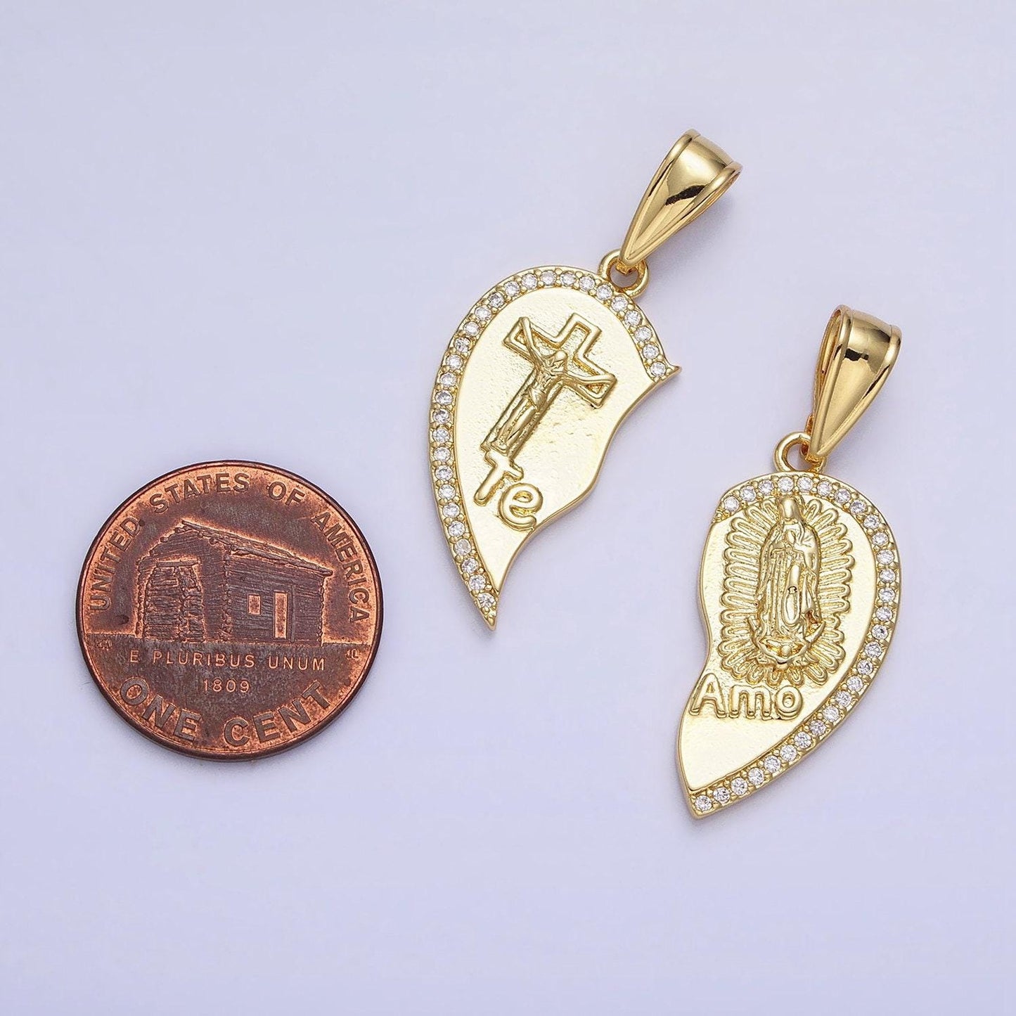 Te amo heart necklace pendant for couples or best friends virgin mary lady guadalupe couple’s necklace charm for religious jewelry aa227