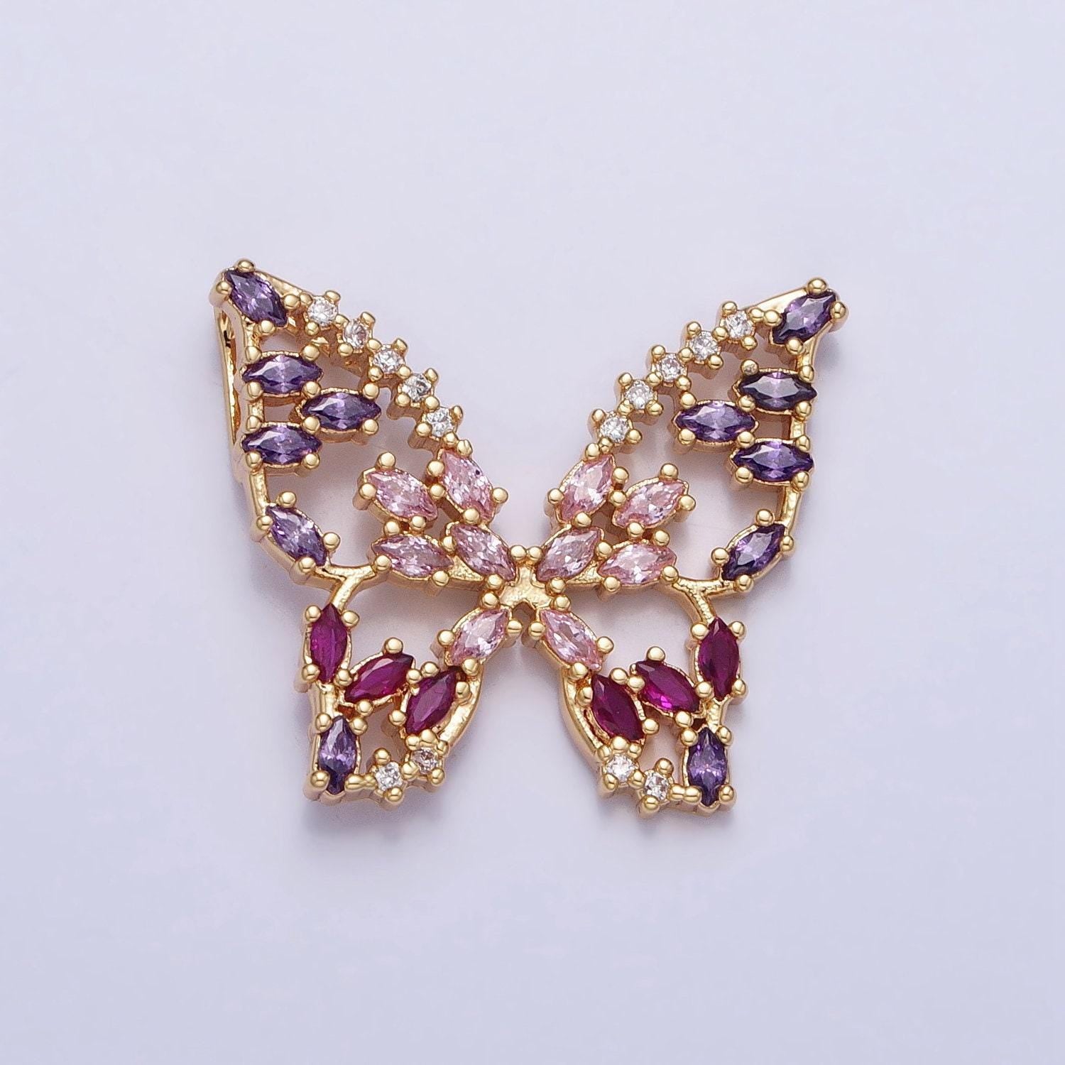 Dainty 24k gold filled micro pave monarch butterfly charm, cubic zirconia mariposa pendant charm, gold charm diy jewelry aa215