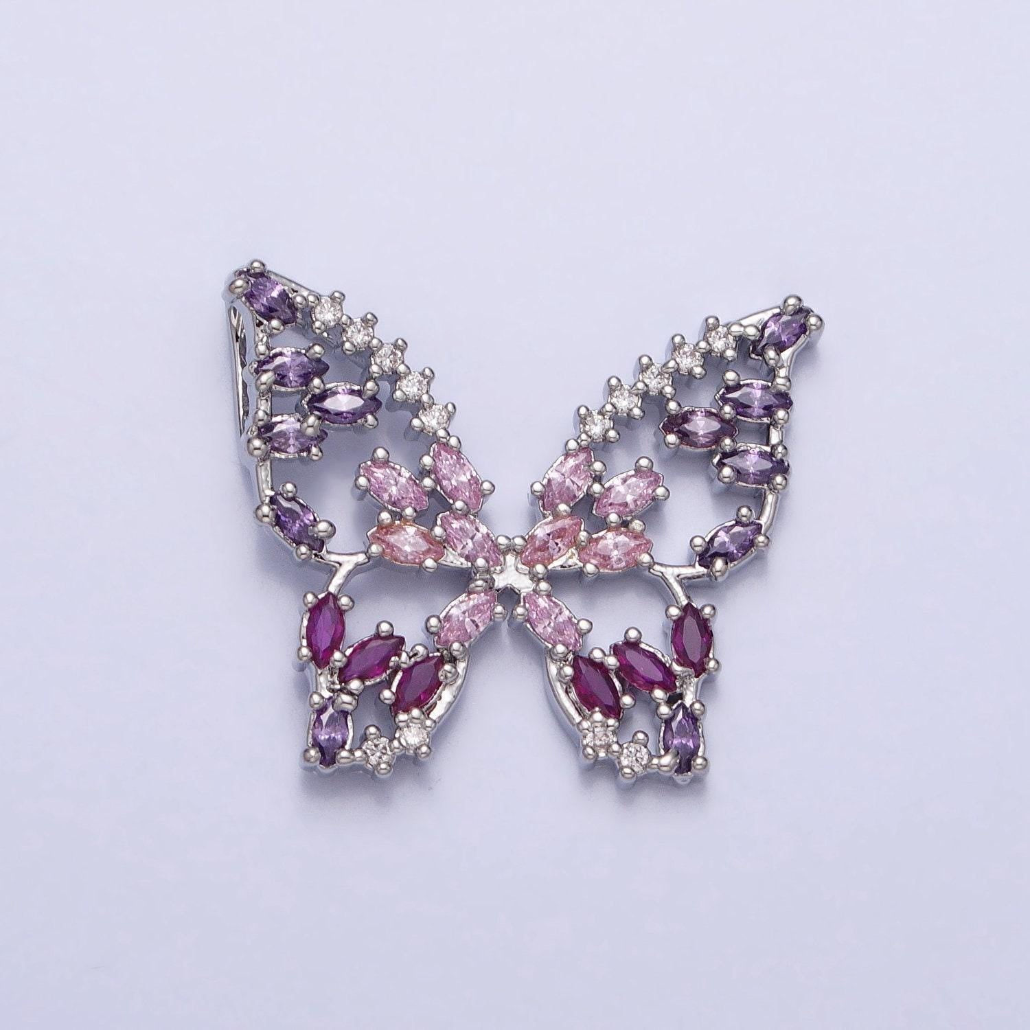 Dainty 24k gold filled micro pave monarch butterfly charm, cubic zirconia mariposa pendant charm, gold charm diy jewelry aa215