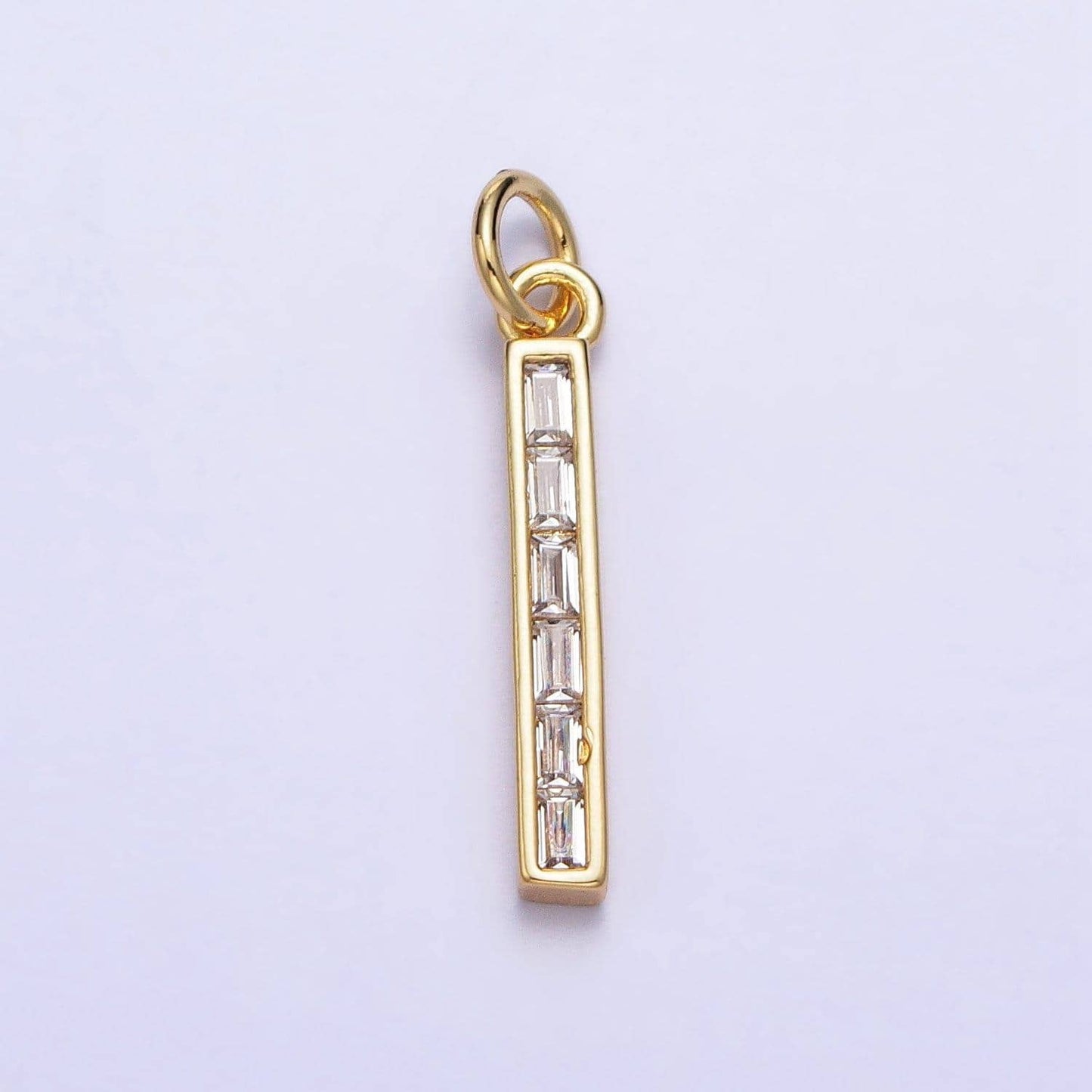 Thin cubic zirconia stick bar cubic zirconia charms clear cz bar pendant, gold filled over brass aa213